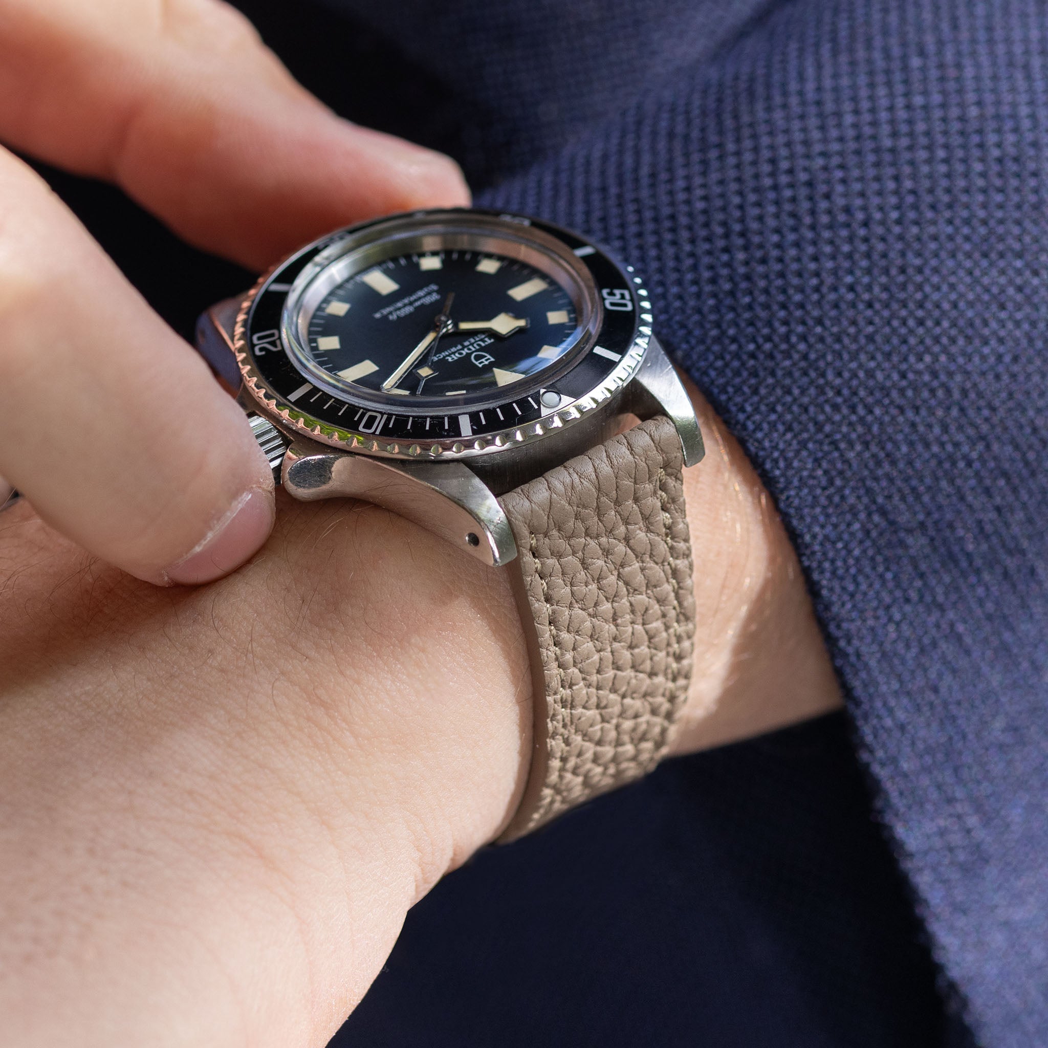 Grana Taupe Grey Tonal Leather Watch Strap