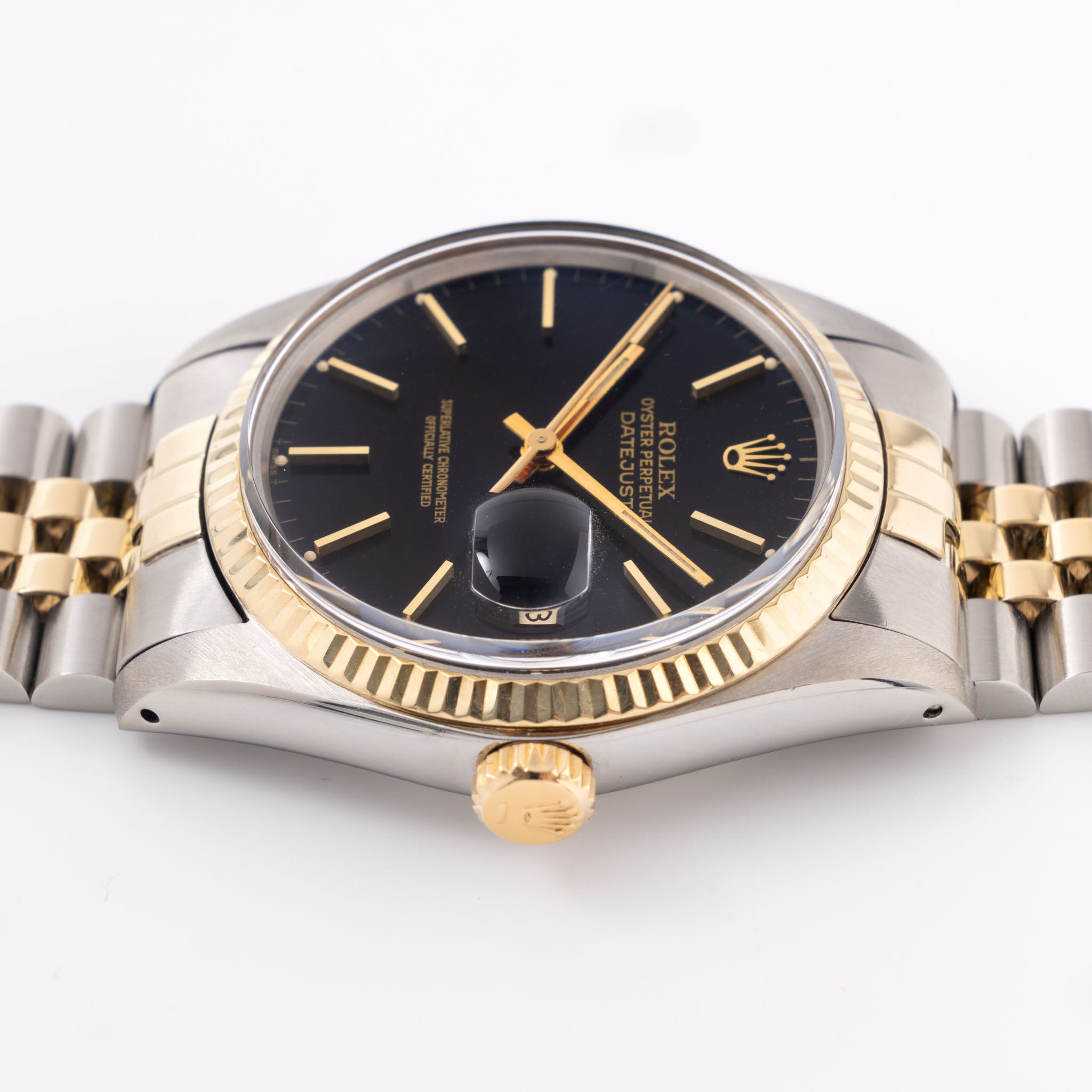 Rolex Datejust black dial steel and gold ref 16013 