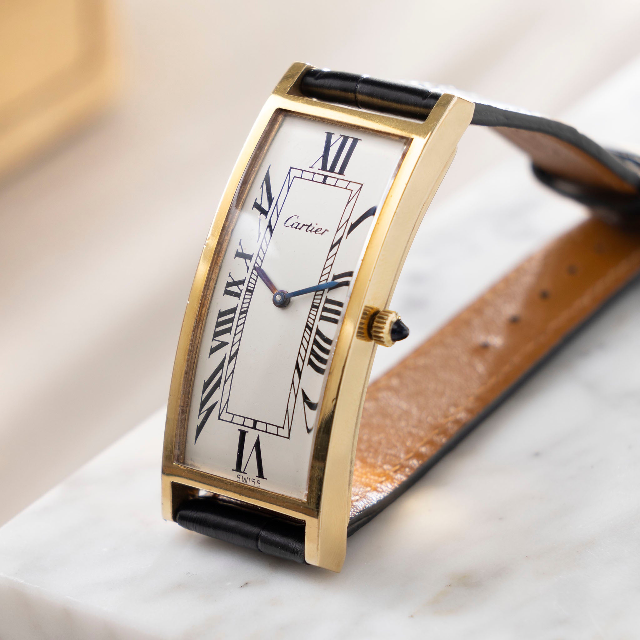 Cartier Tank Rectangular Cintr e New York Gold Plated Ref 21612