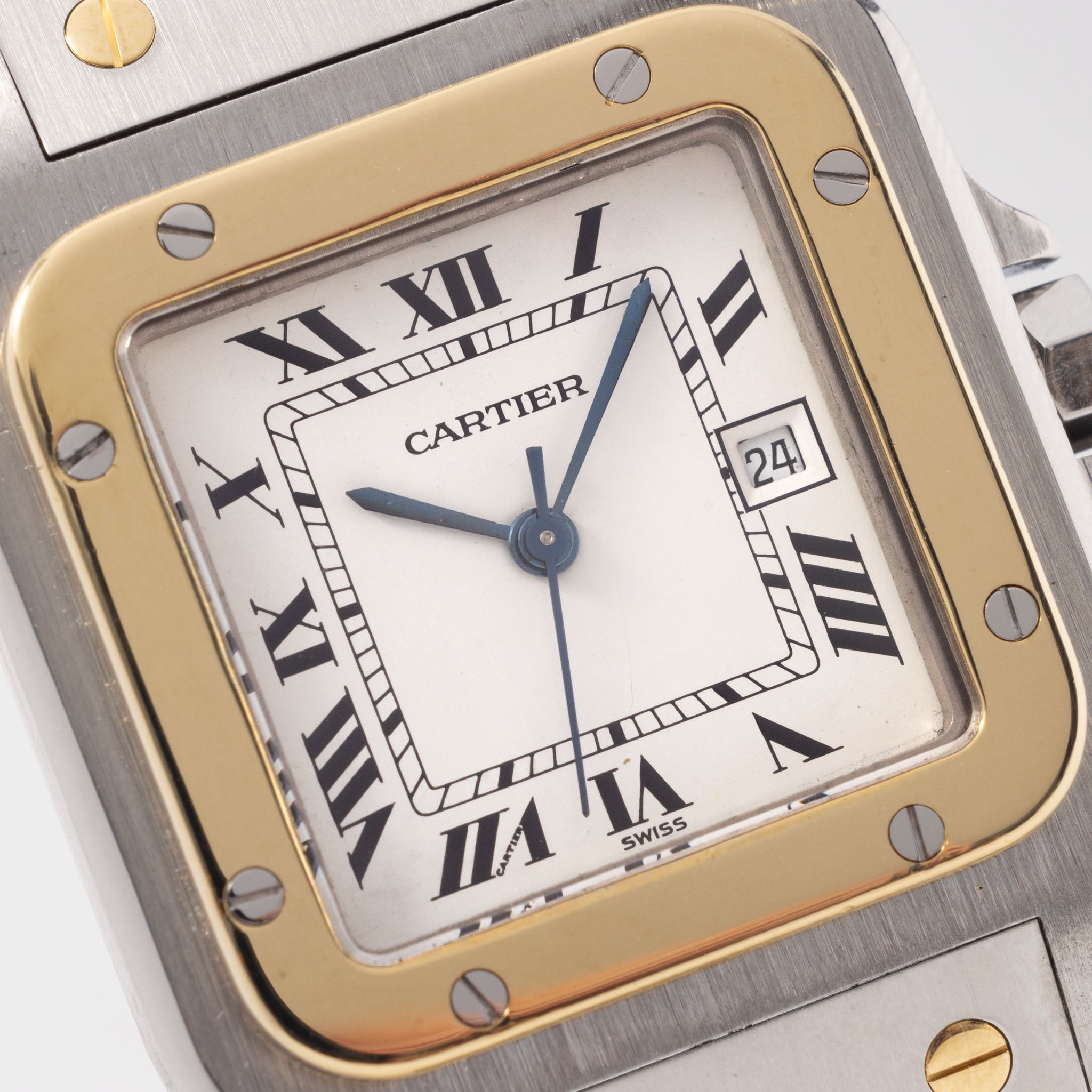 Cartier Santos Carree Steel and Gold White Dial Ref 2961