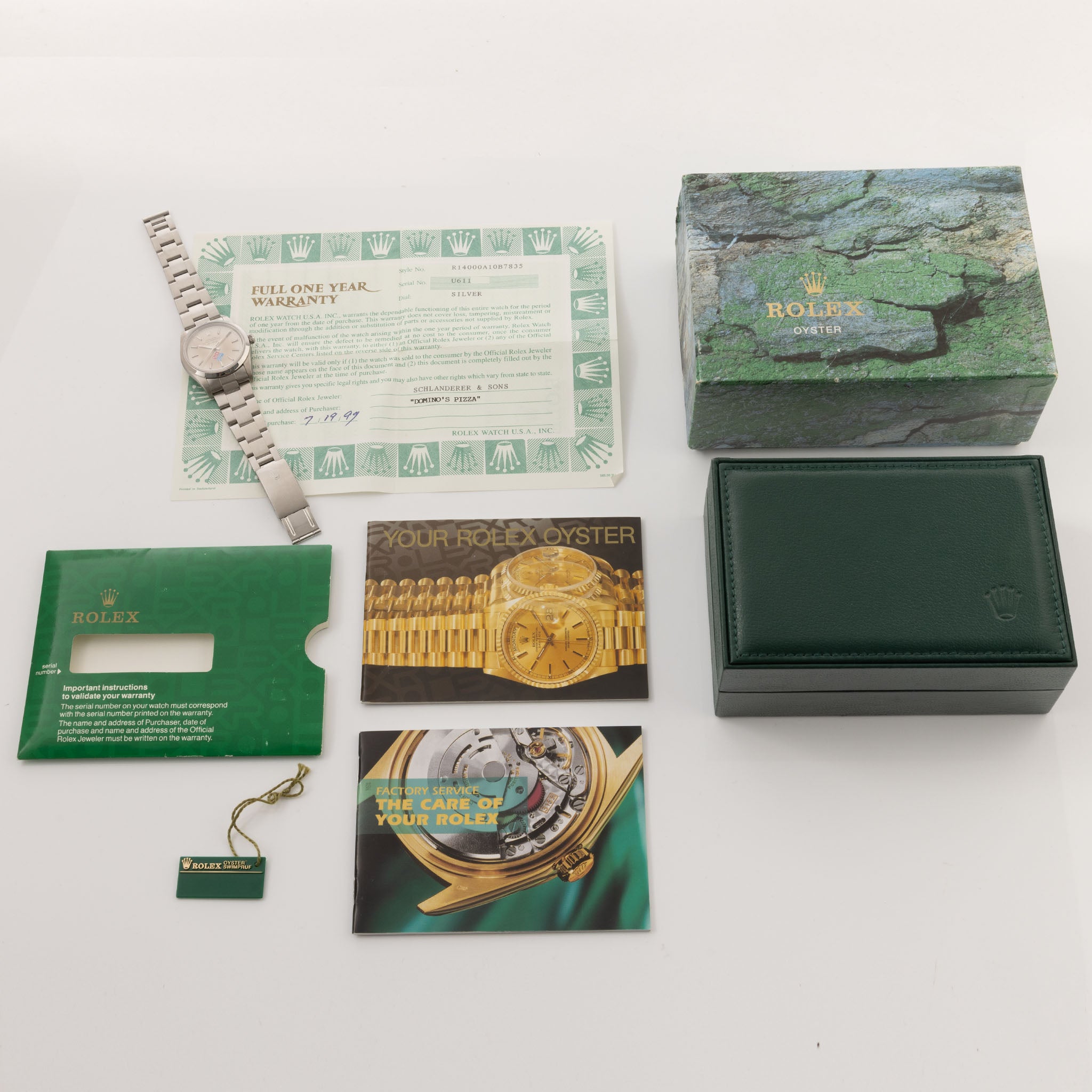 Rolex Air King Domino’s Pizza Box and Papers Ref 14000
