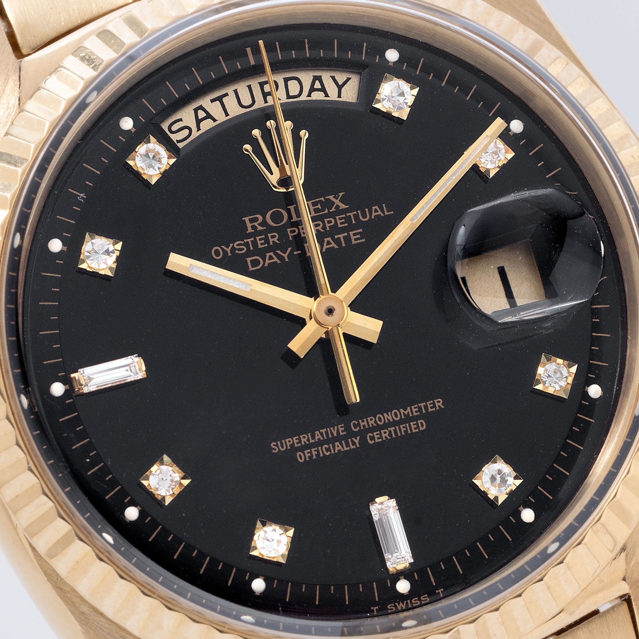 Rolex day date on sale black diamond dial