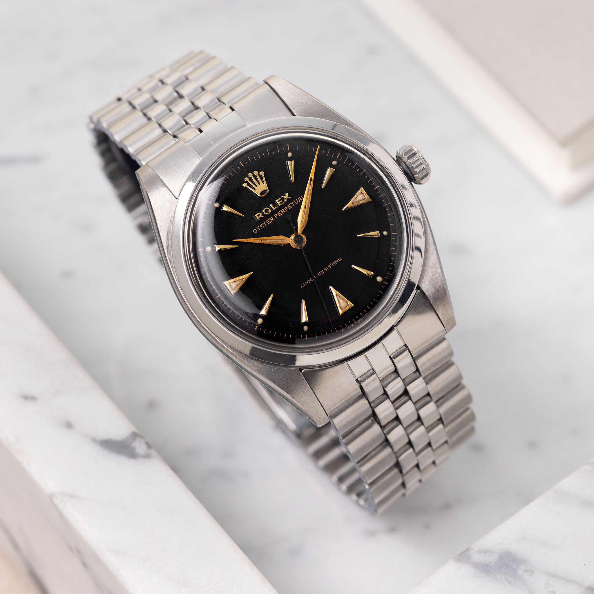 Rolex Oyster Perpetual Ovettone Black Dial Ref 6352