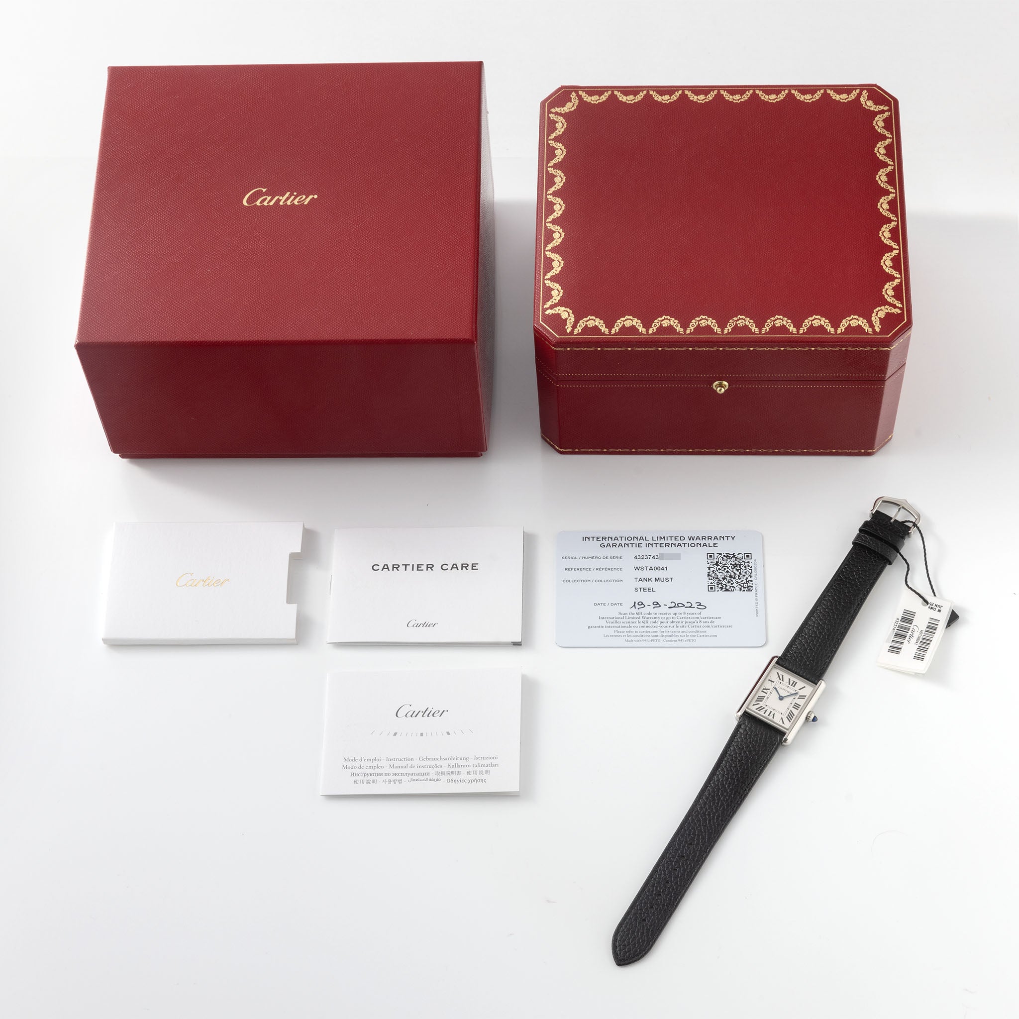 Cartier Tank Must Large Size Box and Papers As-New Ref WSTA0041