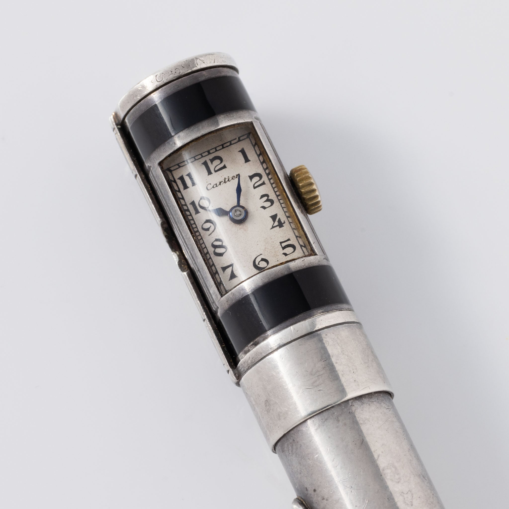 Cartier Art Deco Pencil Watch with Concealed Lighter Sterling Silver