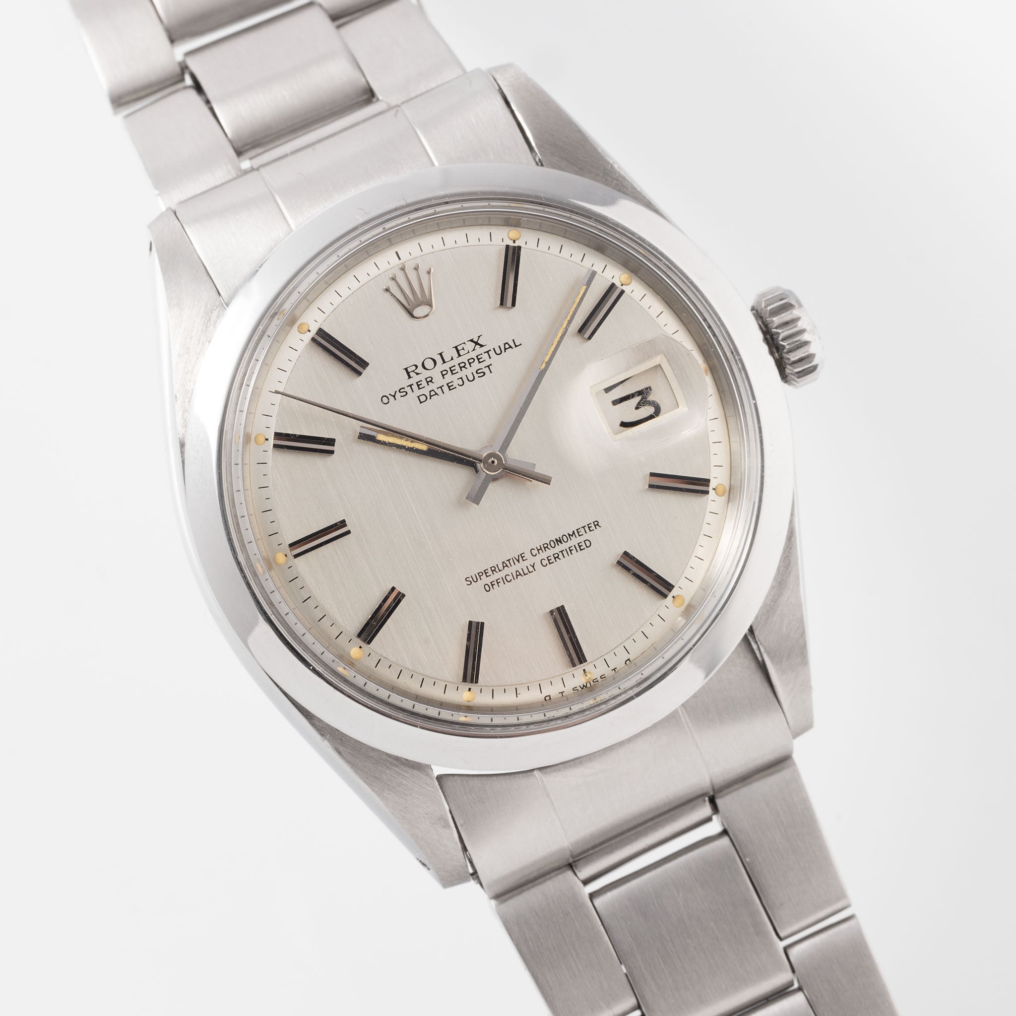 Rolex Datejust Silver Vertical Brushed Sigma Dial Ref 1600