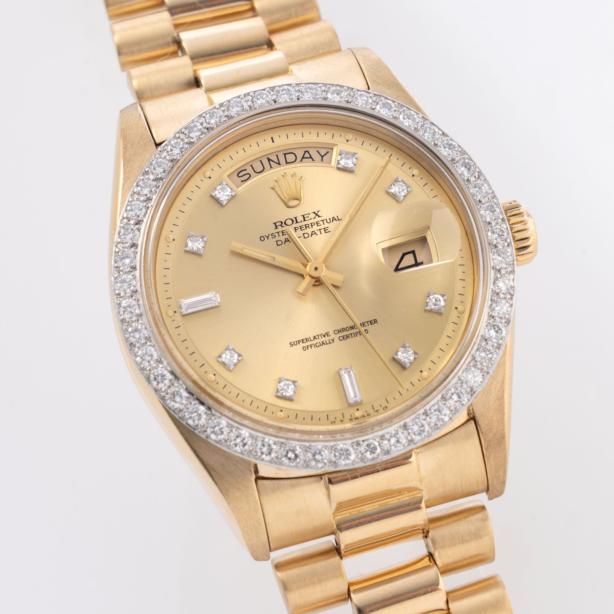 Rolex Day-Date Yellow Gold Champagne Diamond Dial Ref 1804