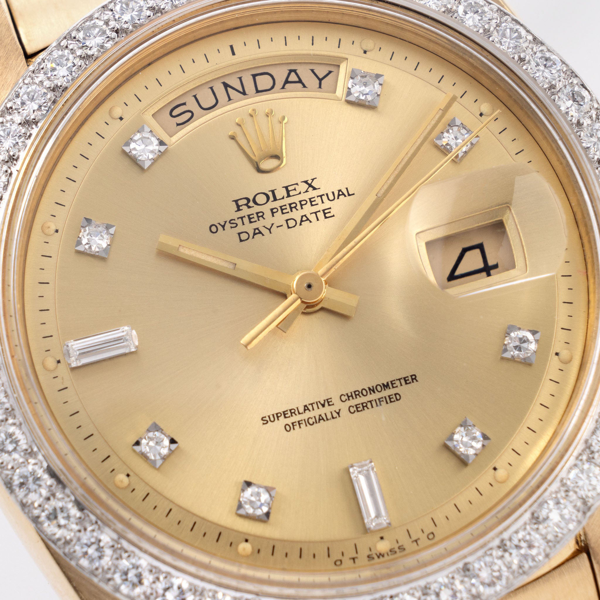 Rolex Day-Date Yellow Gold Champagne Diamond Dial Ref 1804