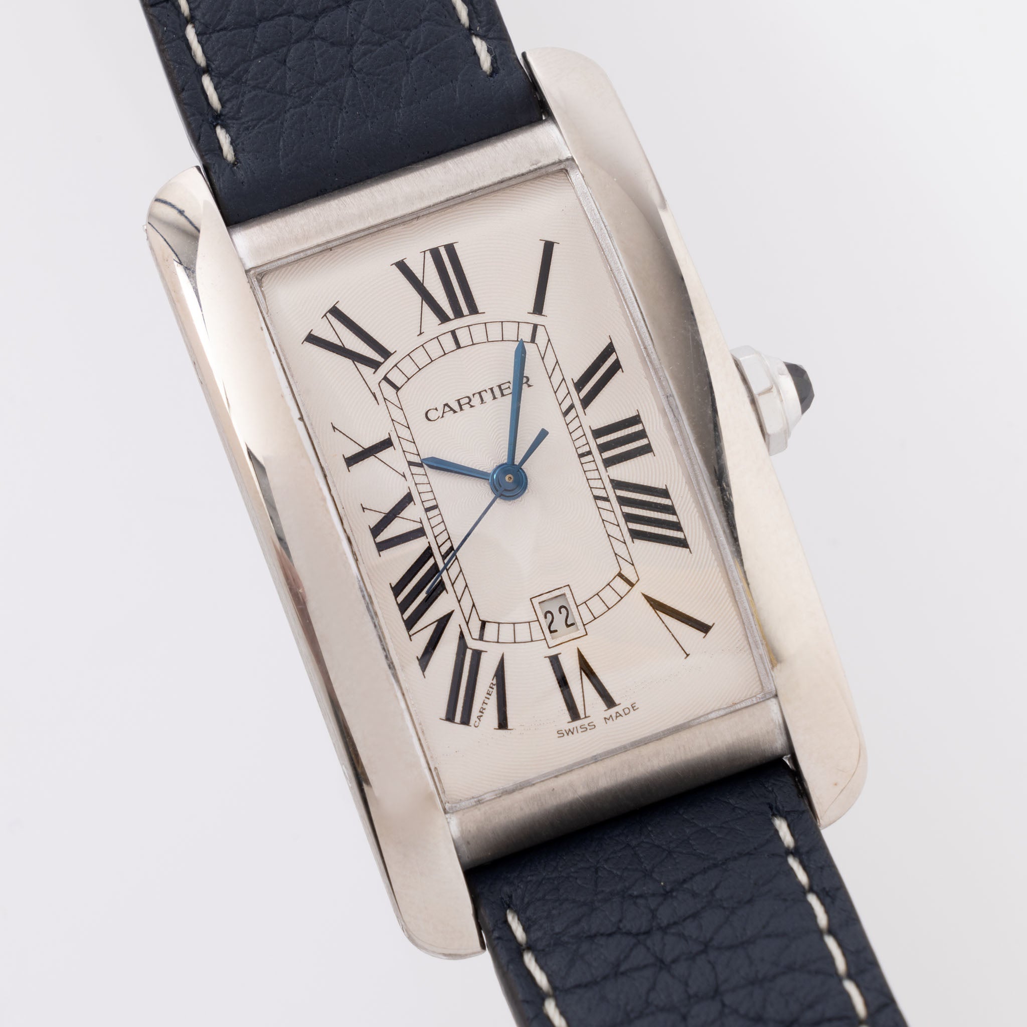 Cartier Tank Américaine in 18k White Gold Ref. 1741 White Guilloché Dial