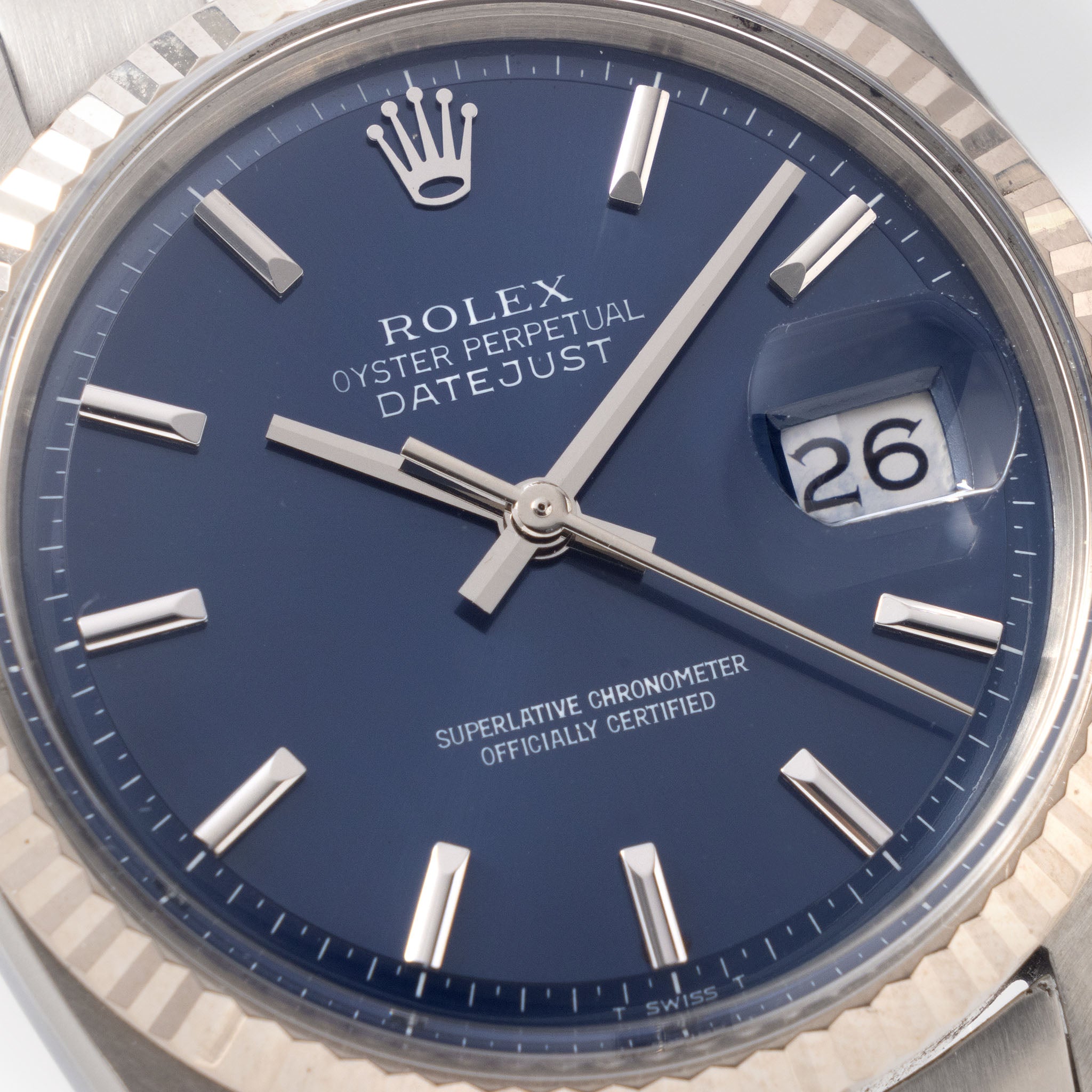 Rolex Datejust Blue No Lume Soleil Dial Ref 1601