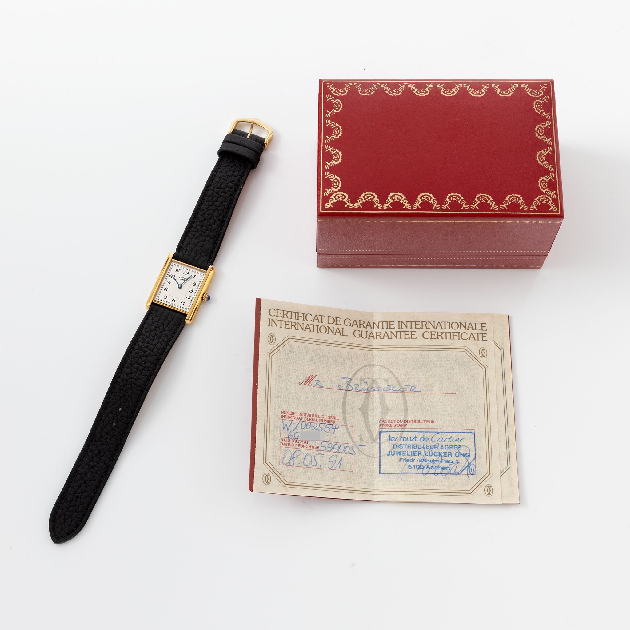 Cartier Tank Must de Cartier Ref. 59005 silver dial Breguet numerals Box and paper set