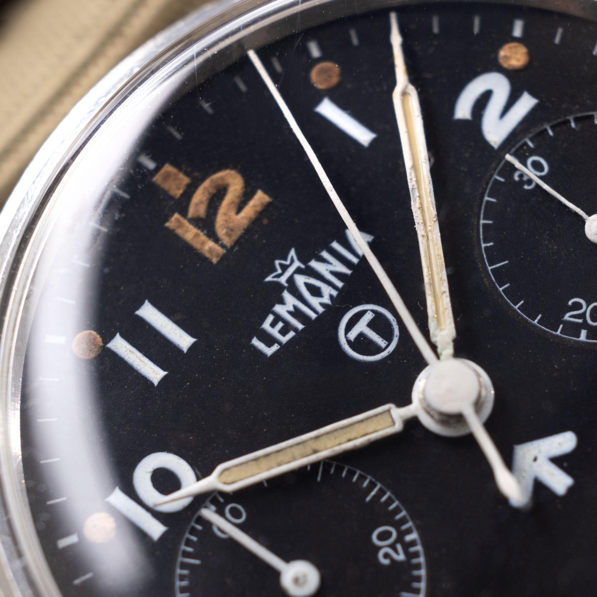 Lemania Military Mono Pusher Chronograph Black Dial, Second Series for British Armed Forces