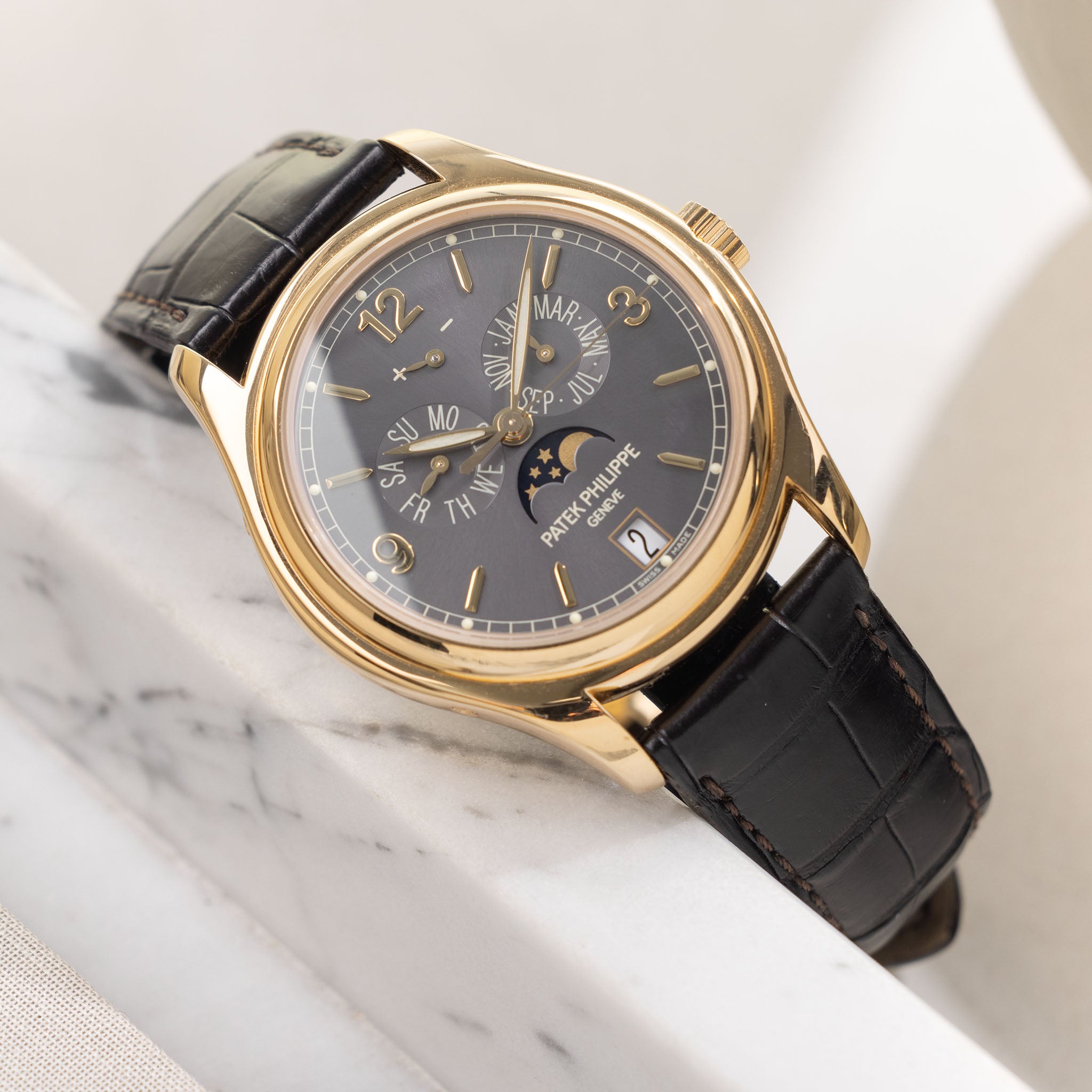 Patek Philippe Annual Calendar / Moon Phase in 18k Yellow Gold Ref. 5146J with Original Box