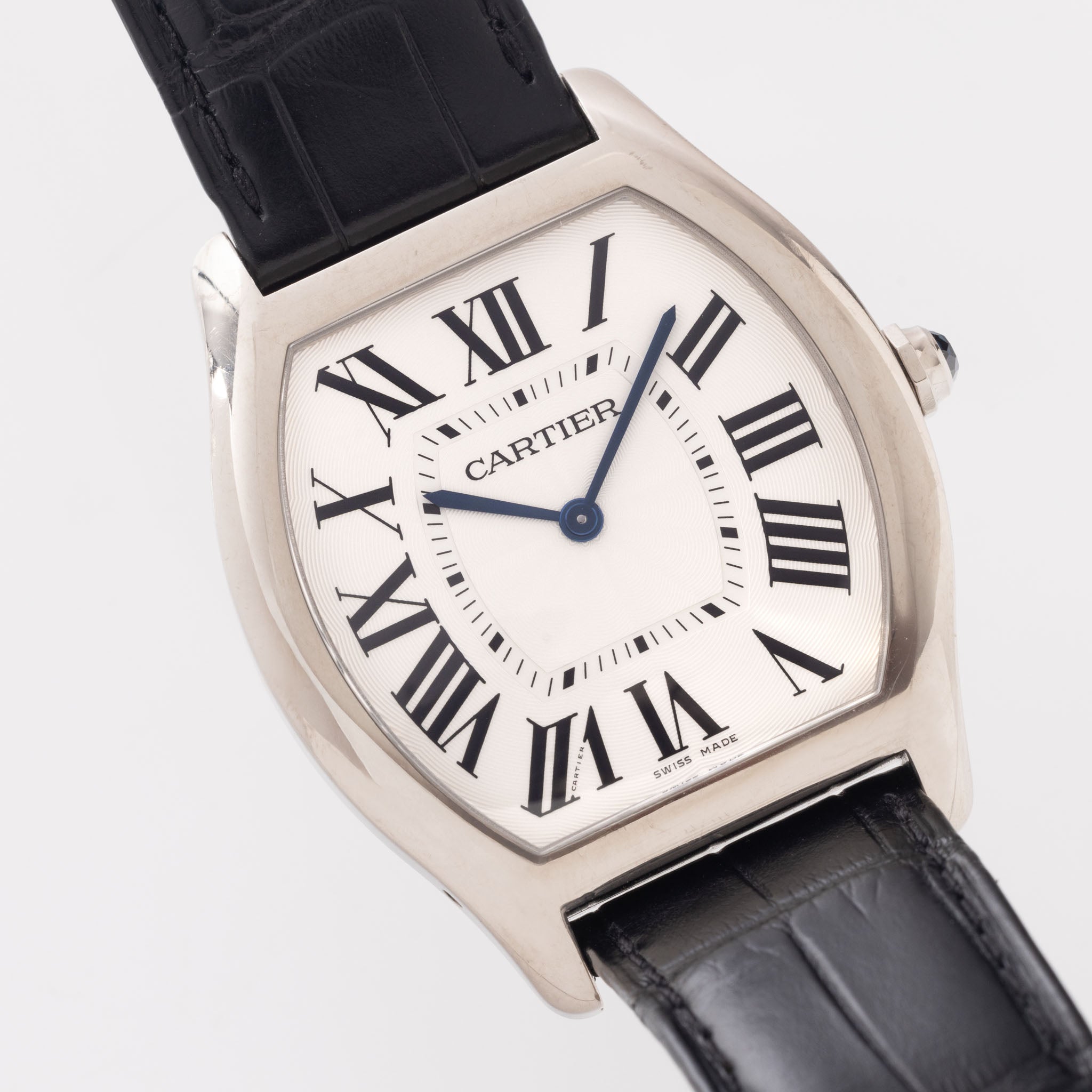 Cartier Tortue Grand in 18k White Gold "Guilloché" Dial Ref. 3798