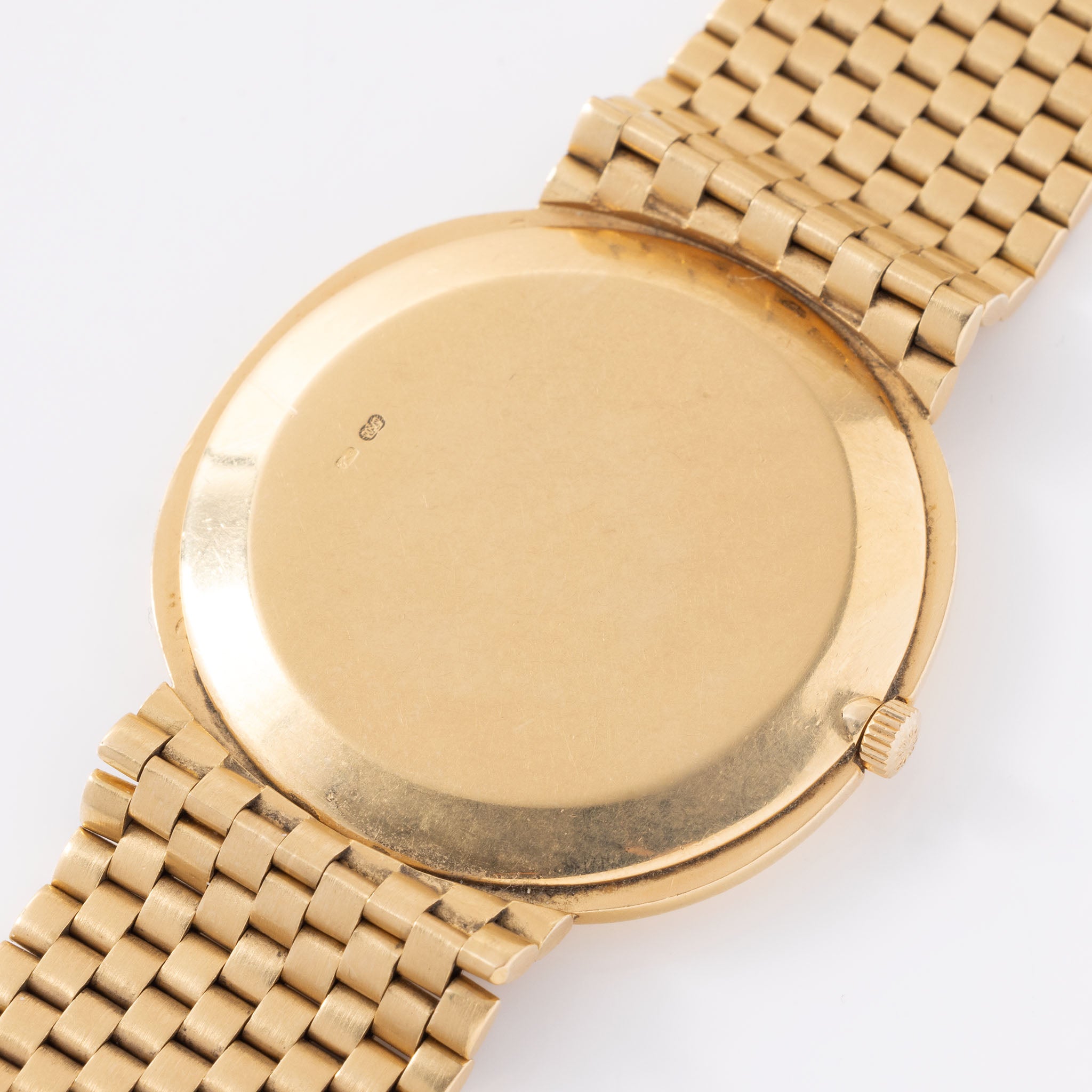 Patek Ellipse Golden Ellipse Hobnail Dial "Jumbo TV case" in 18K Yellow Gold and Rare Integrated Brick Bracelet Ref. 3739/2