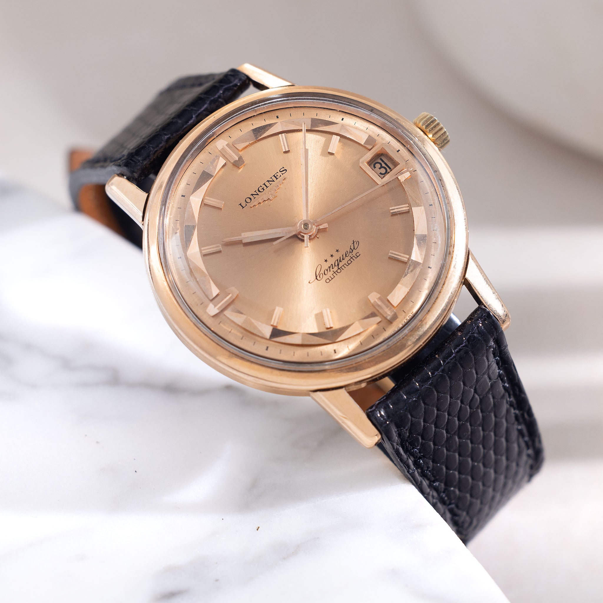 Longines Conquest "Deluxe" Dial Dress Watch in 18k Rose Gold ref. 9025/18