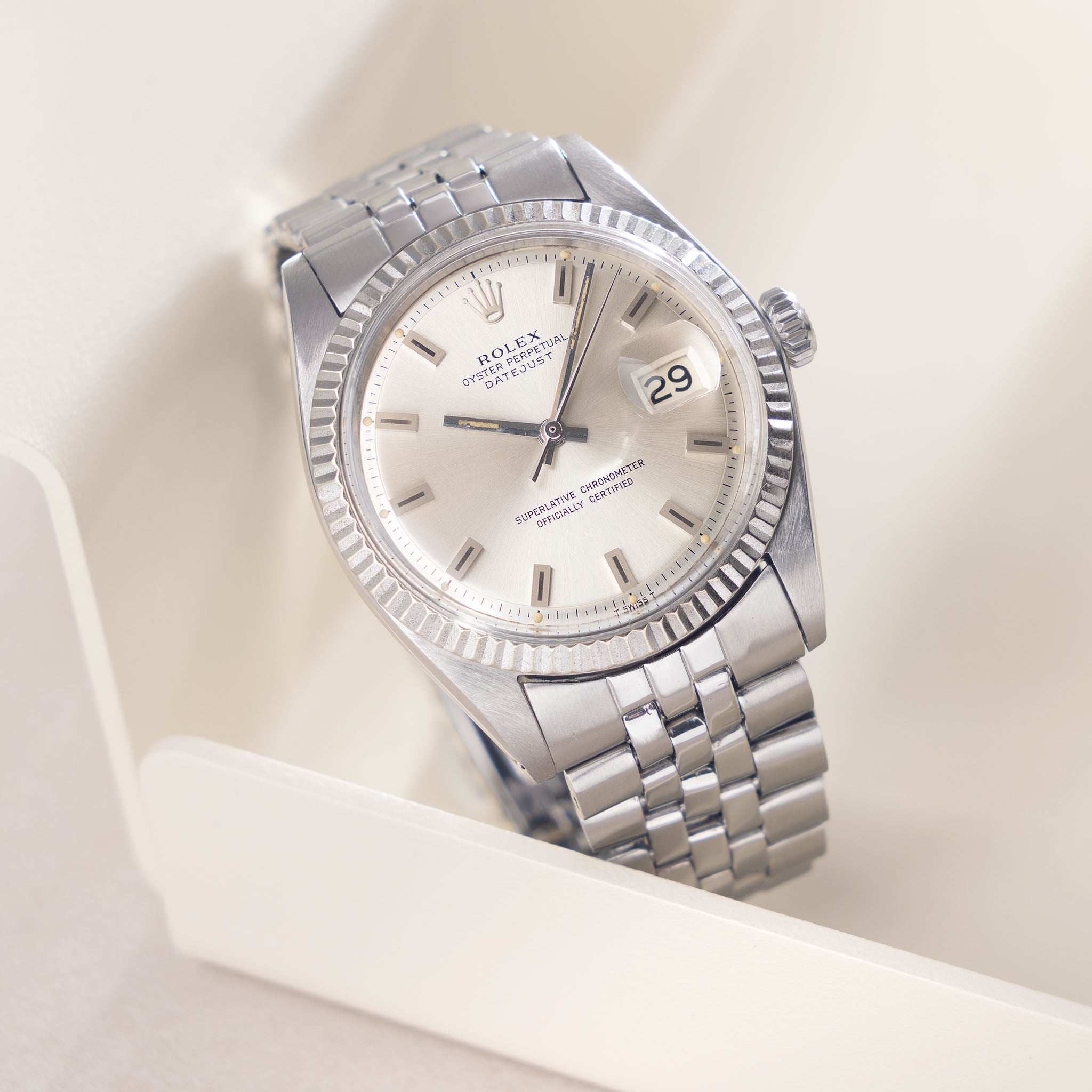 Rolex Datejust Silver "Singer " dial ref 1601