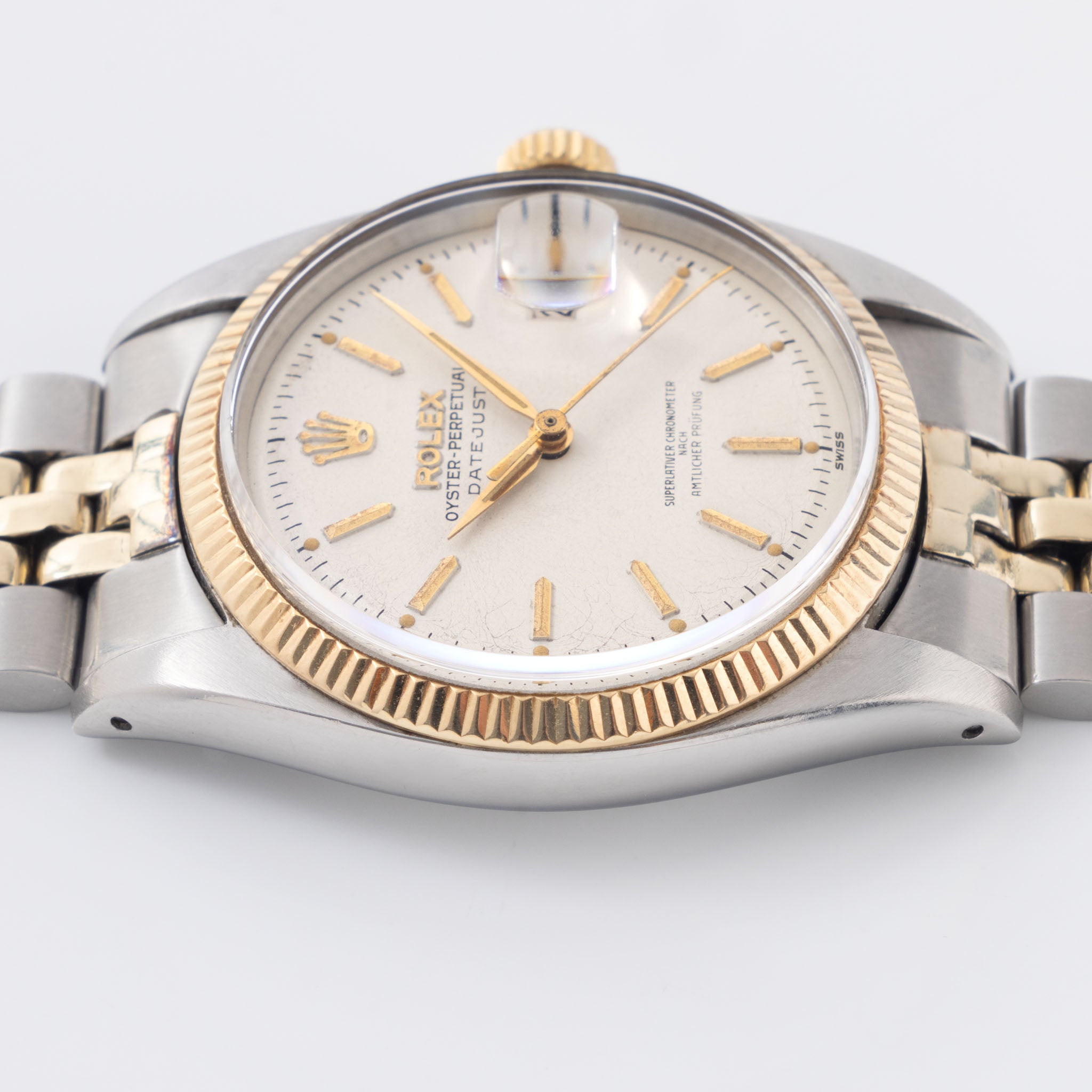 Rolex Datejust "Amtlicher Prüfung" German Writing Dial ref. 6605 Steel and Gold Execution