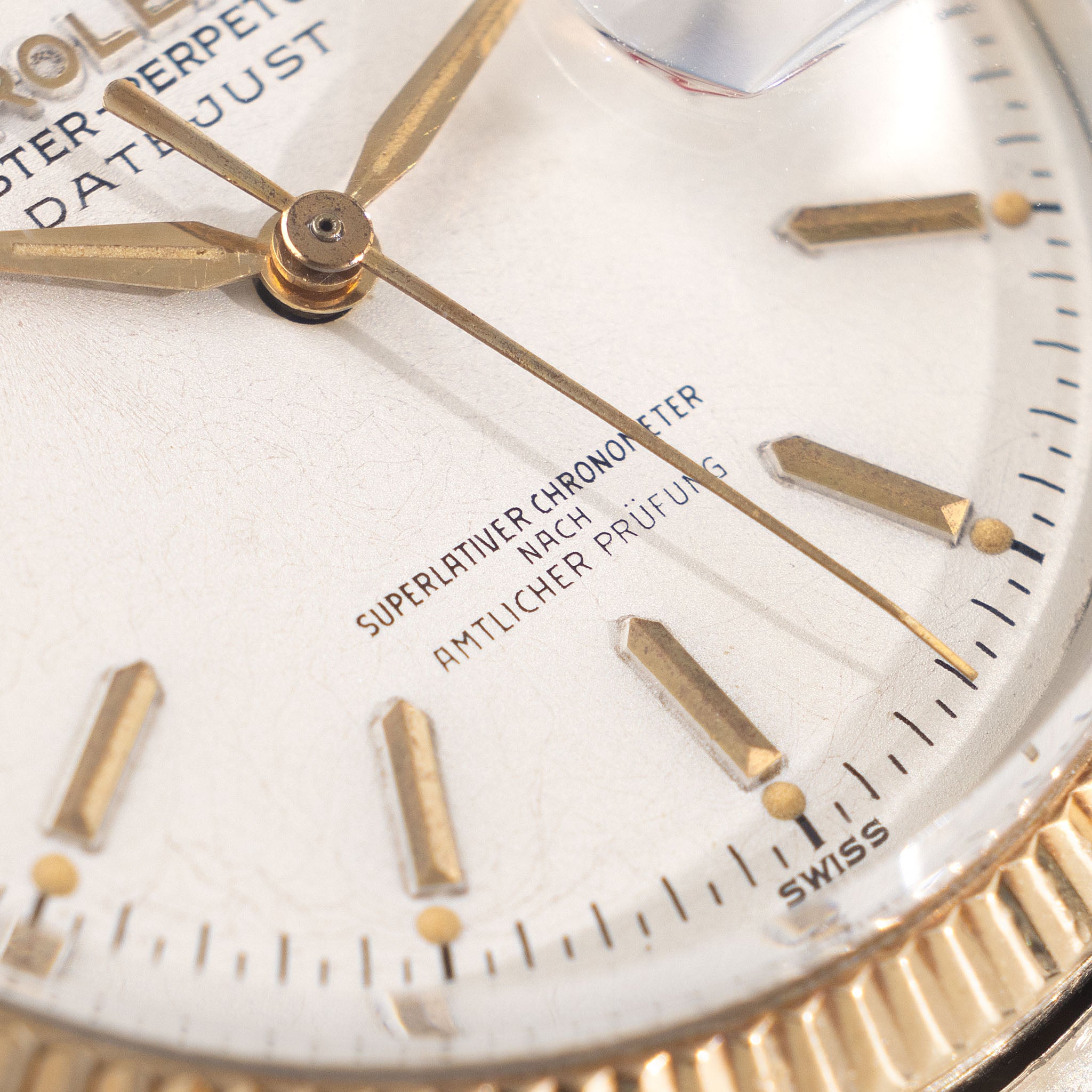 Rolex Datejust "Amtlicher Prüfung" German Writing Dial ref. 6605 Steel and Gold Execution