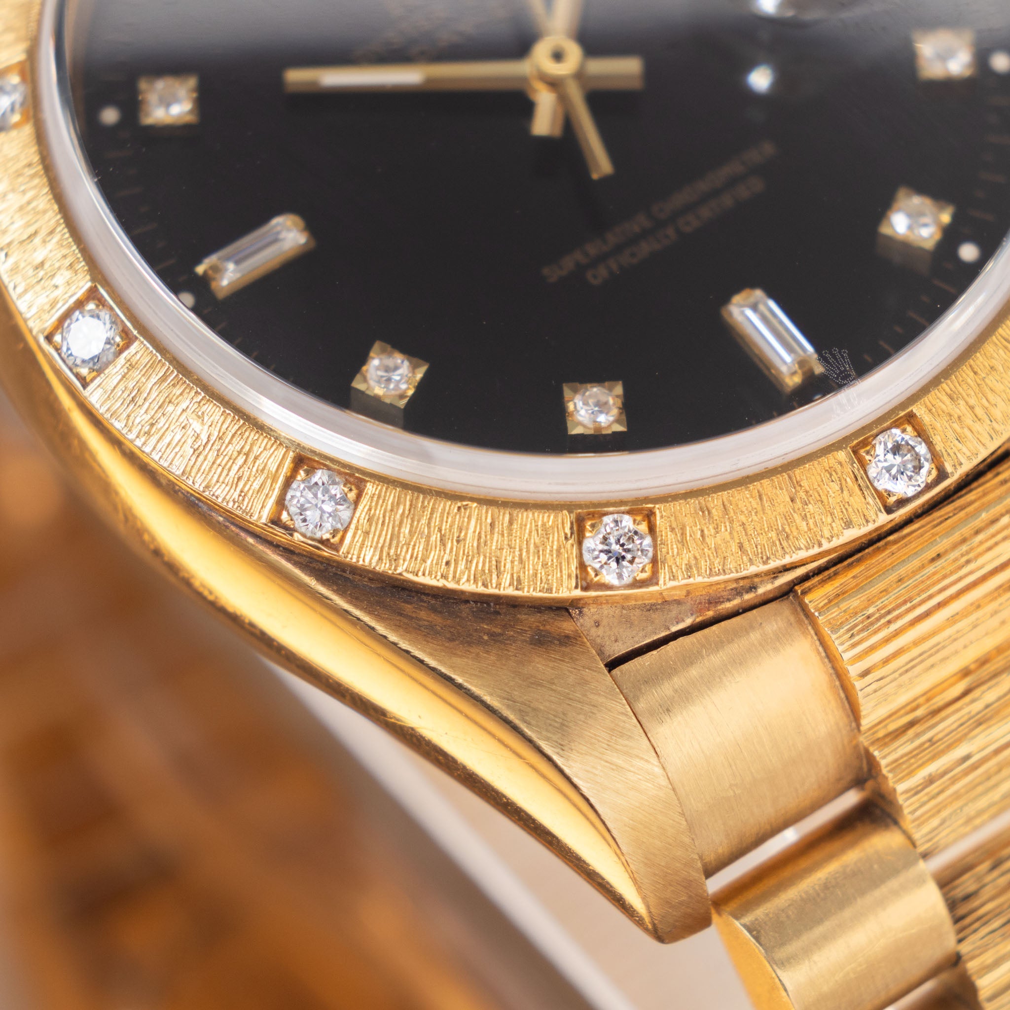 Rolex Day-Date Black Diamond Dial Ref. 18078 Bark Finish Black Dial With Diamond Indices