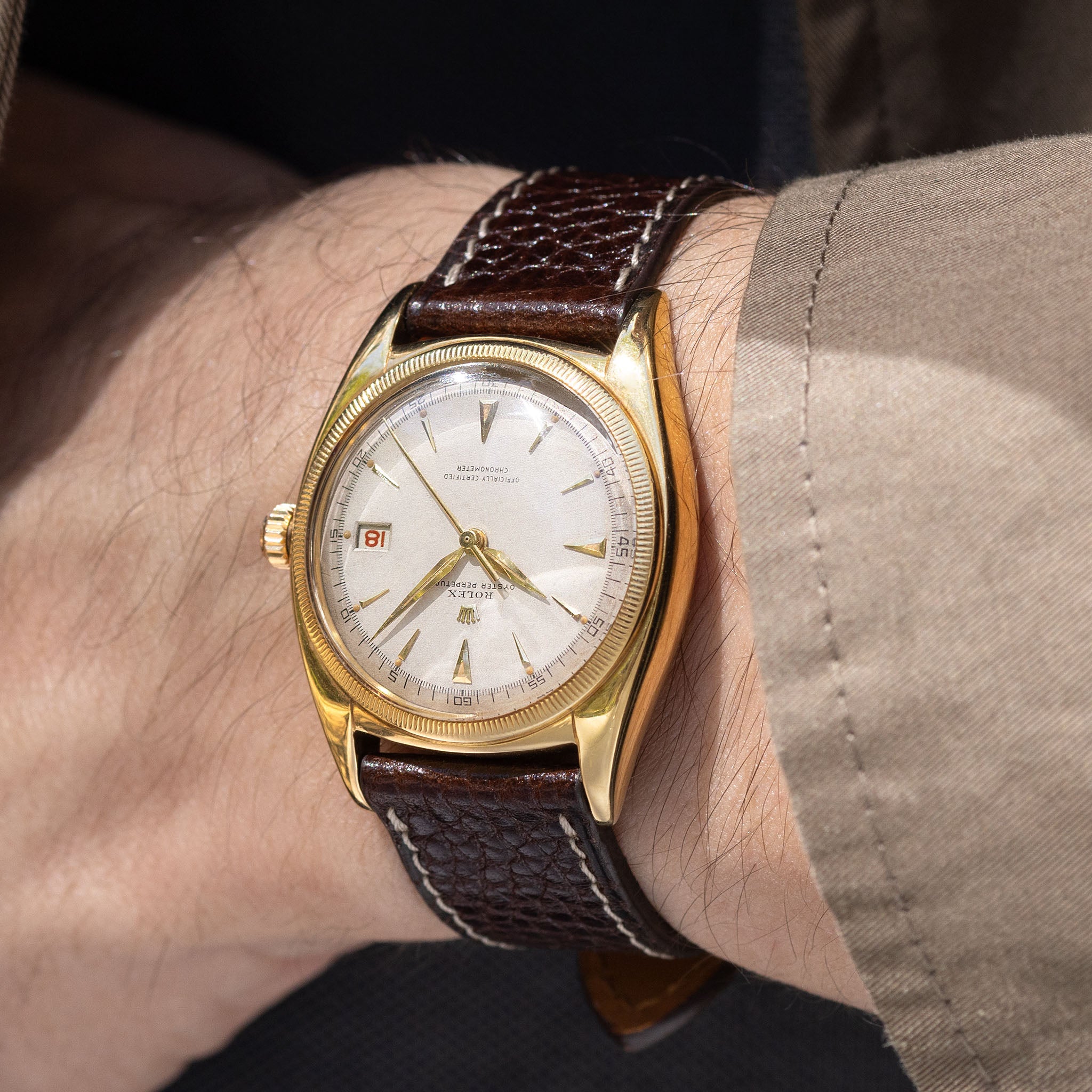 Rolex Oyster Perpetual Ovettone in 18K Yellow Gold Ref. 6075