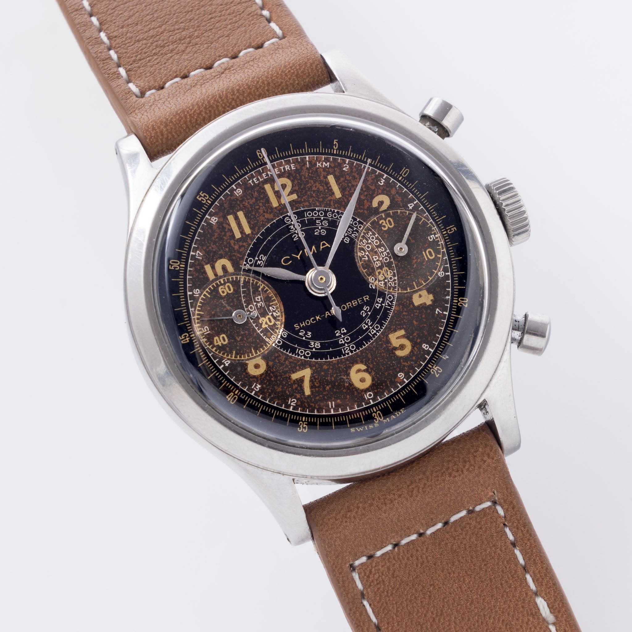 Cyma Chronograph Two-Tone Tropical Dial "clamshell " case