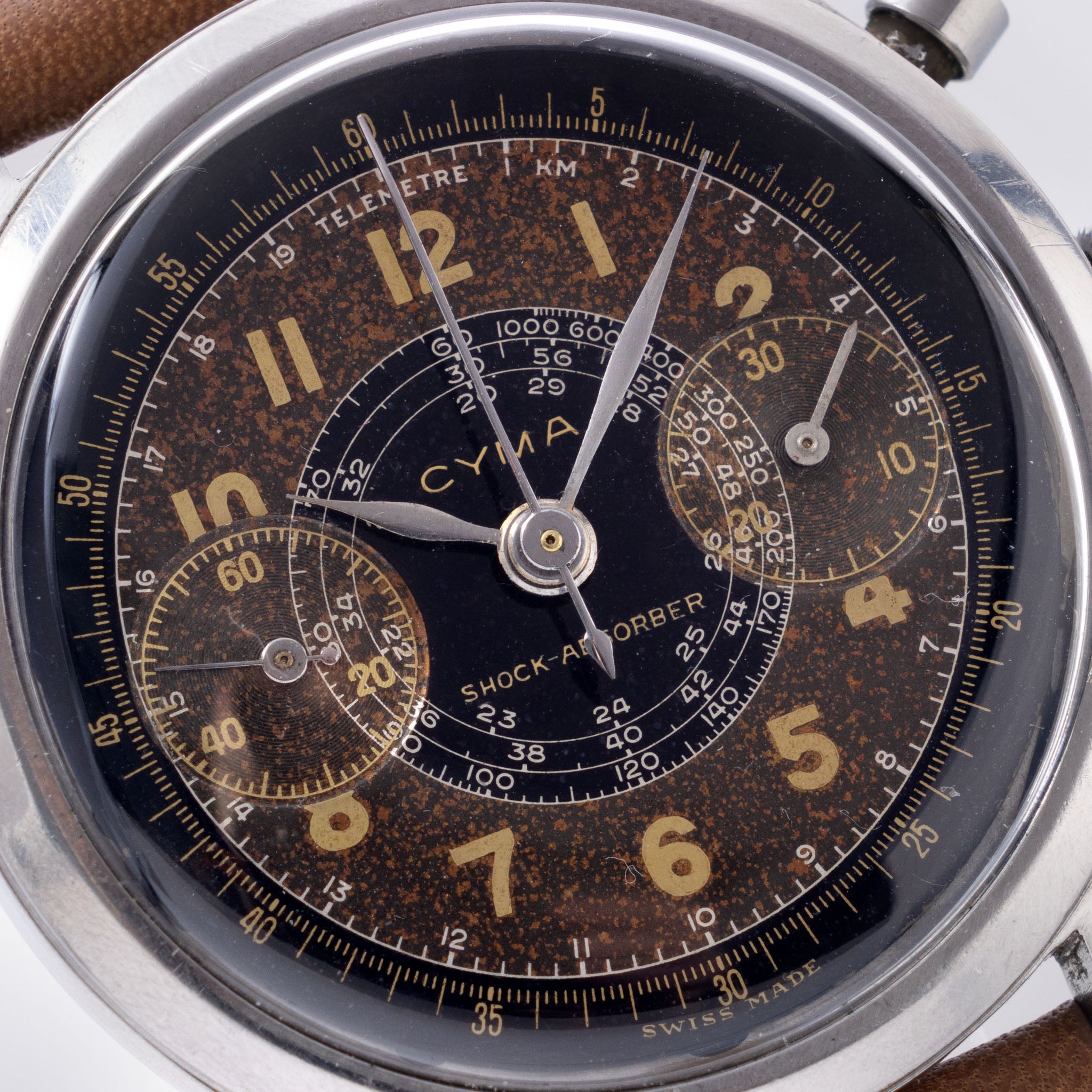 Cyma Chronograph Two-Tone Tropical Dial "clamshell " case