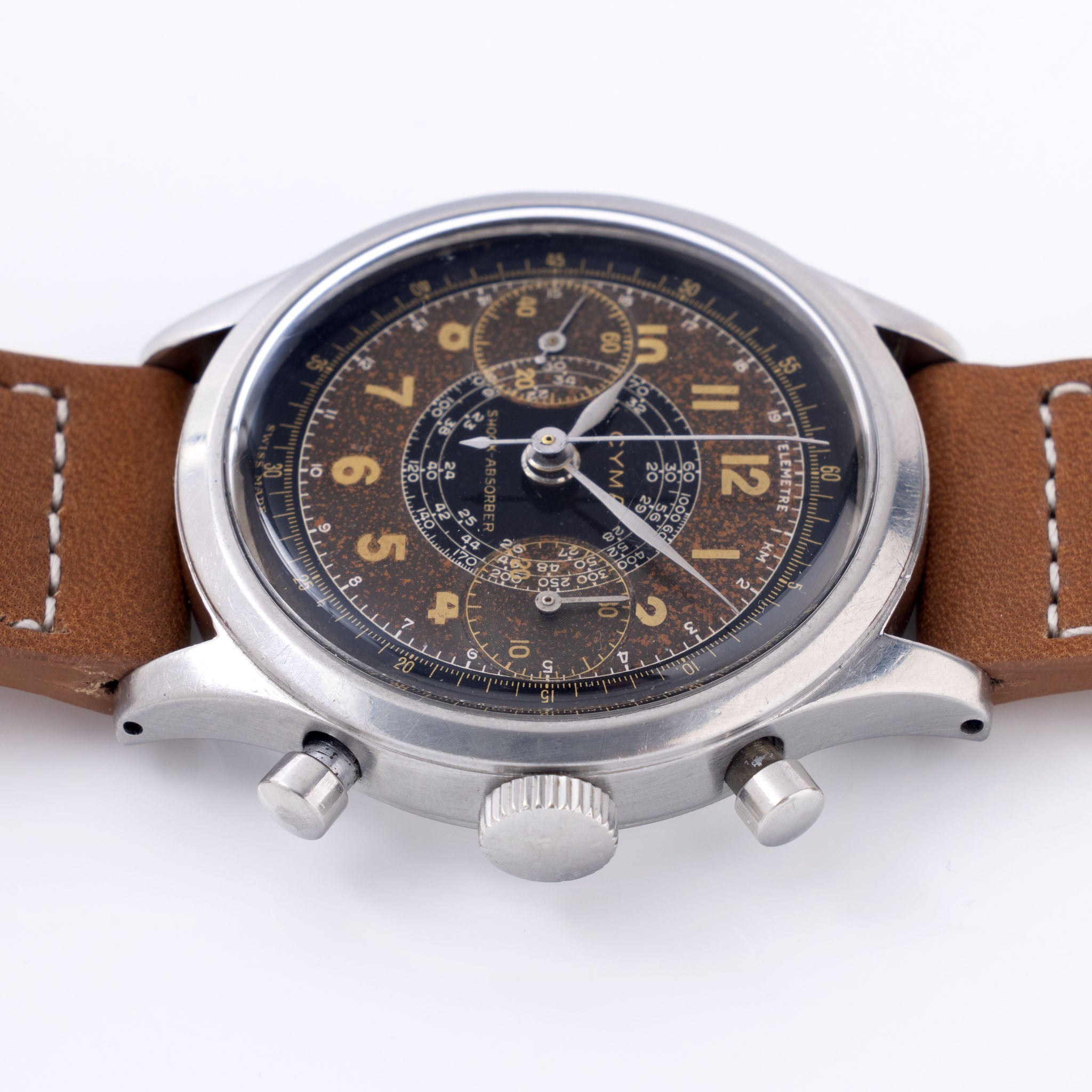 Cyma Chronograph Two-Tone Tropical Dial "clamshell " case