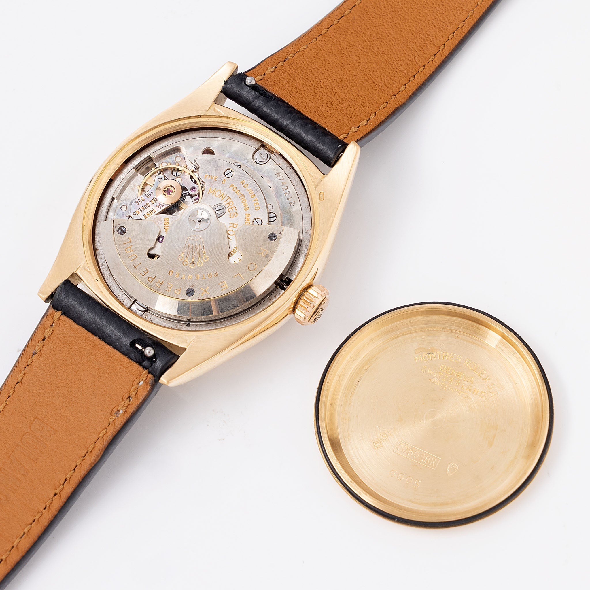 Rolex Oyster Perpetual Datejust ref 6605 Cream Dial in 18k Yellow Gold