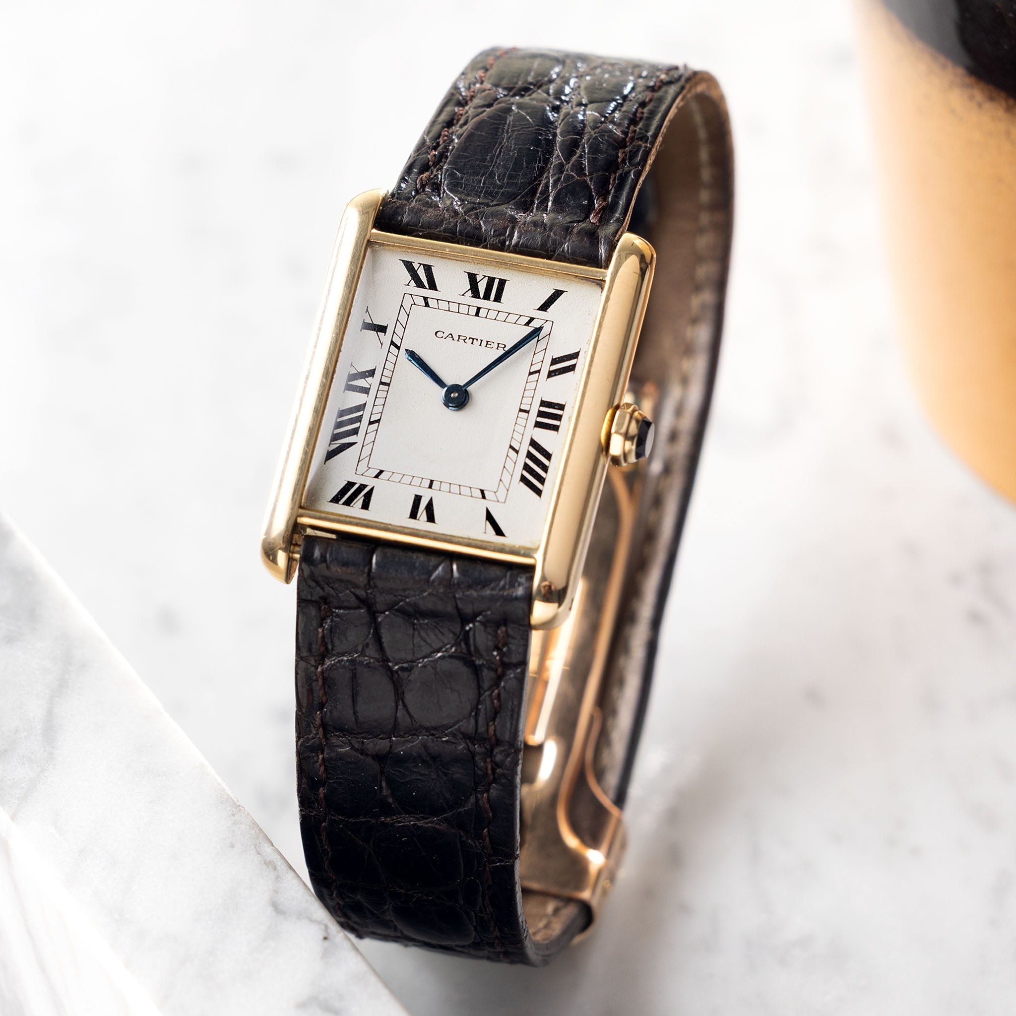 Cartier Tank Louis 'Extra Platte' 1960s Jaeger Movement in 18k Yellow Gold