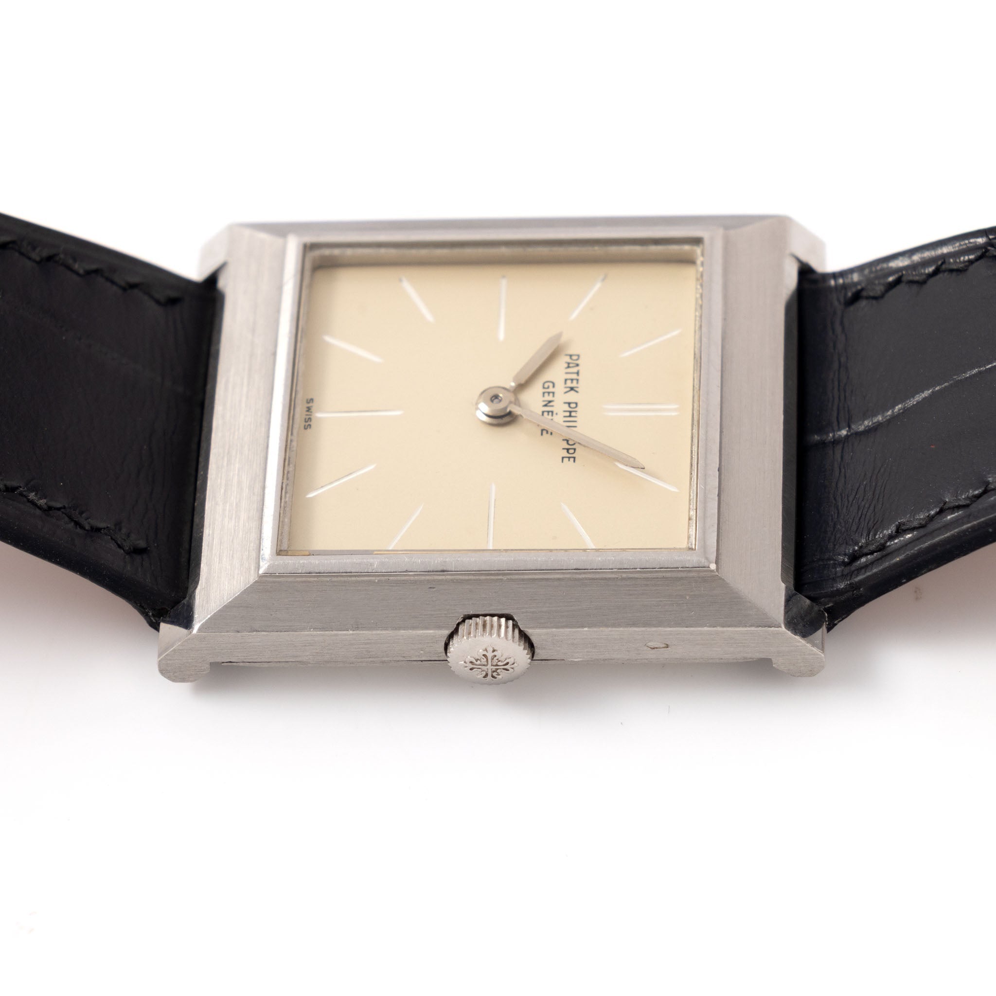 Patek Philippe Square Gondolo Dresswatch 3404P Silver Engraved Dial with Extract of the Archives