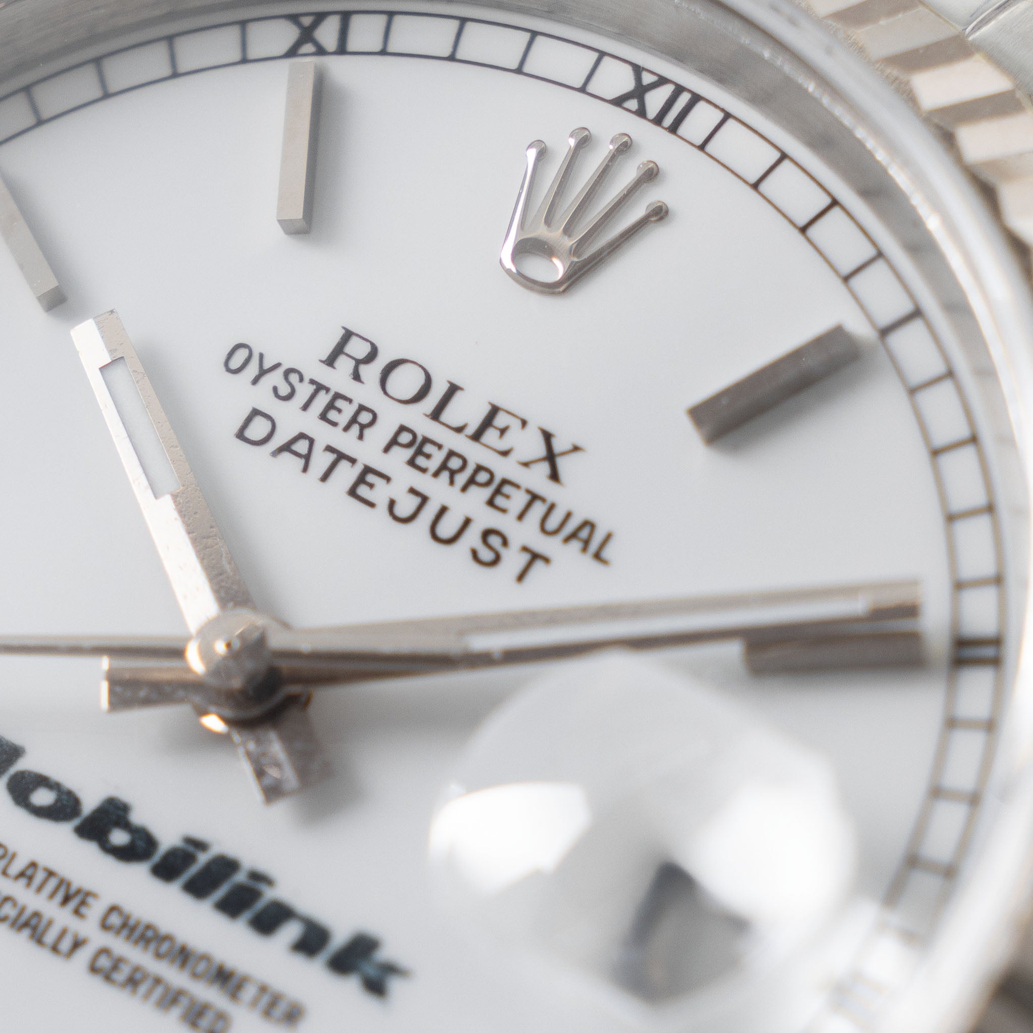 Rolex Datejust 16234 Porcelain White Dial Mobilink logo