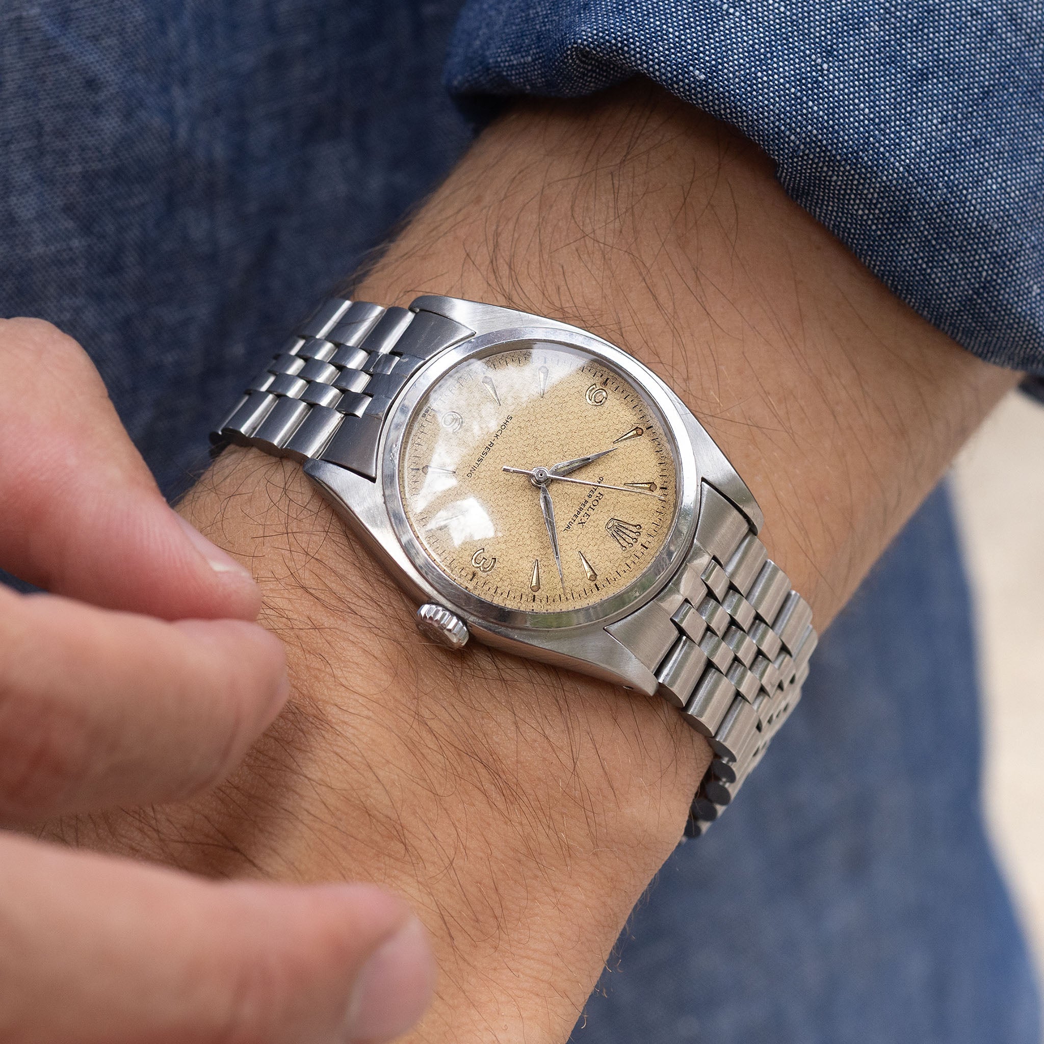 Rolex Oyster Perpetual Ovettone ref. 6098 Checkerboard Dial
