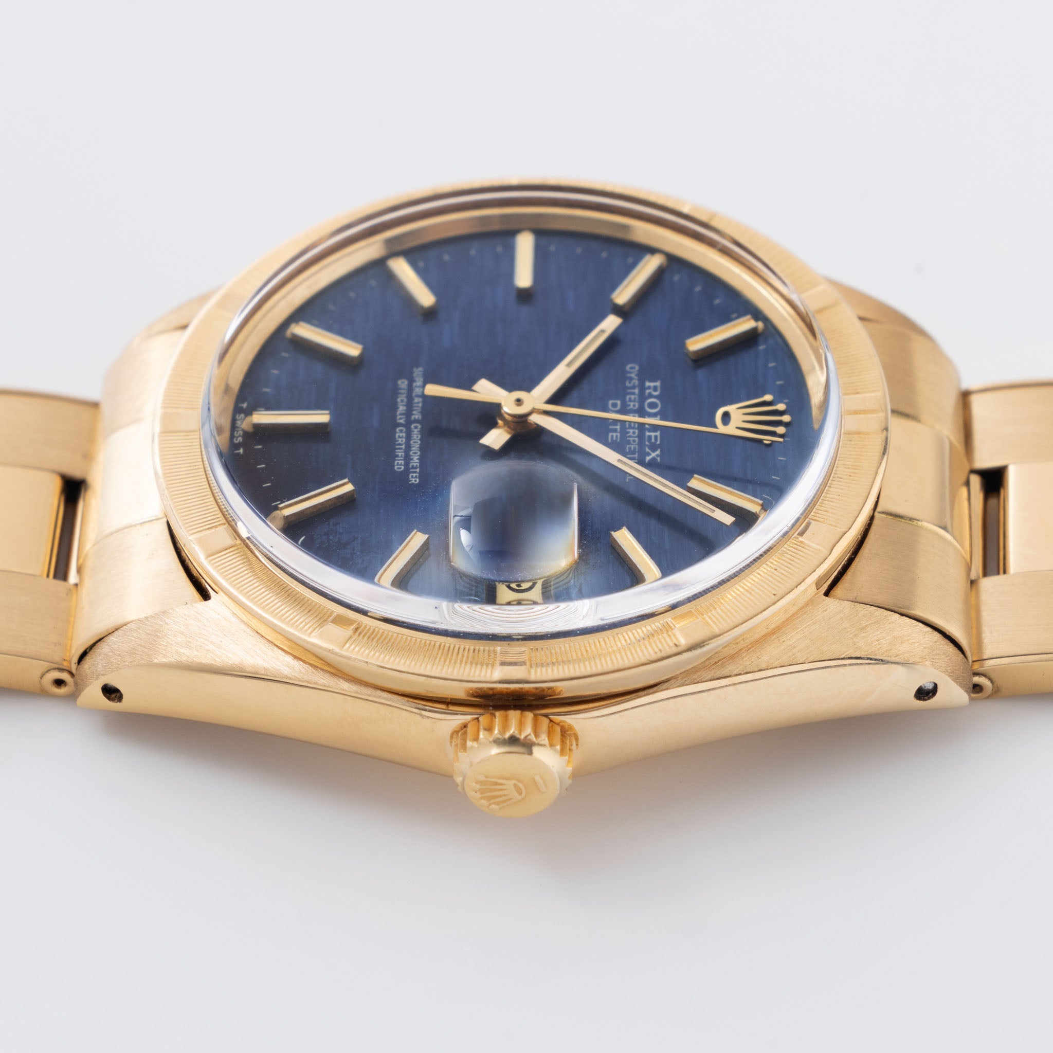 Rolex Oyster Perpetual Date in blue "Shantung "dail ref 1501/8