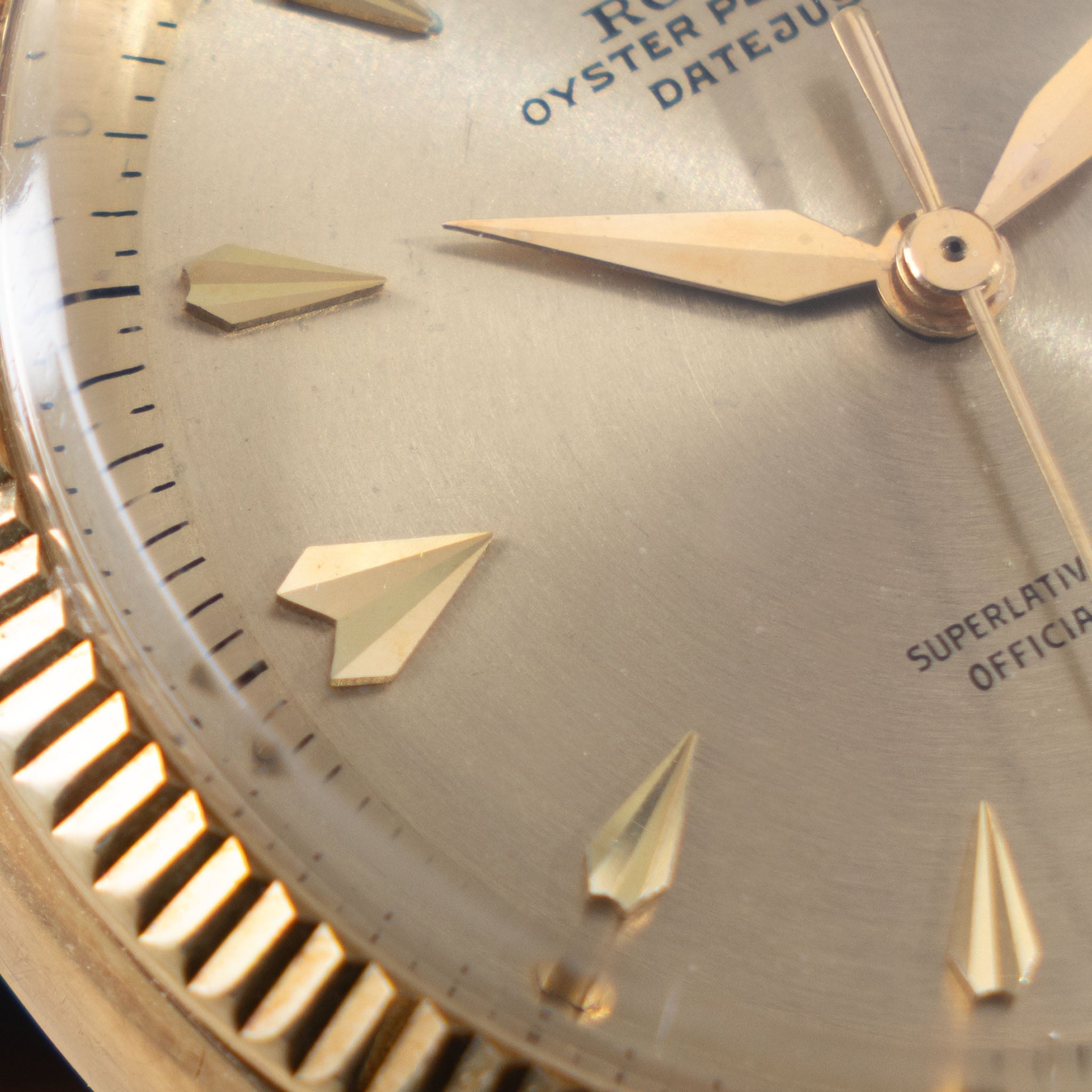 Rolex Datejust 6605 Circular Finished Champagne Dial in 14k yellow gold