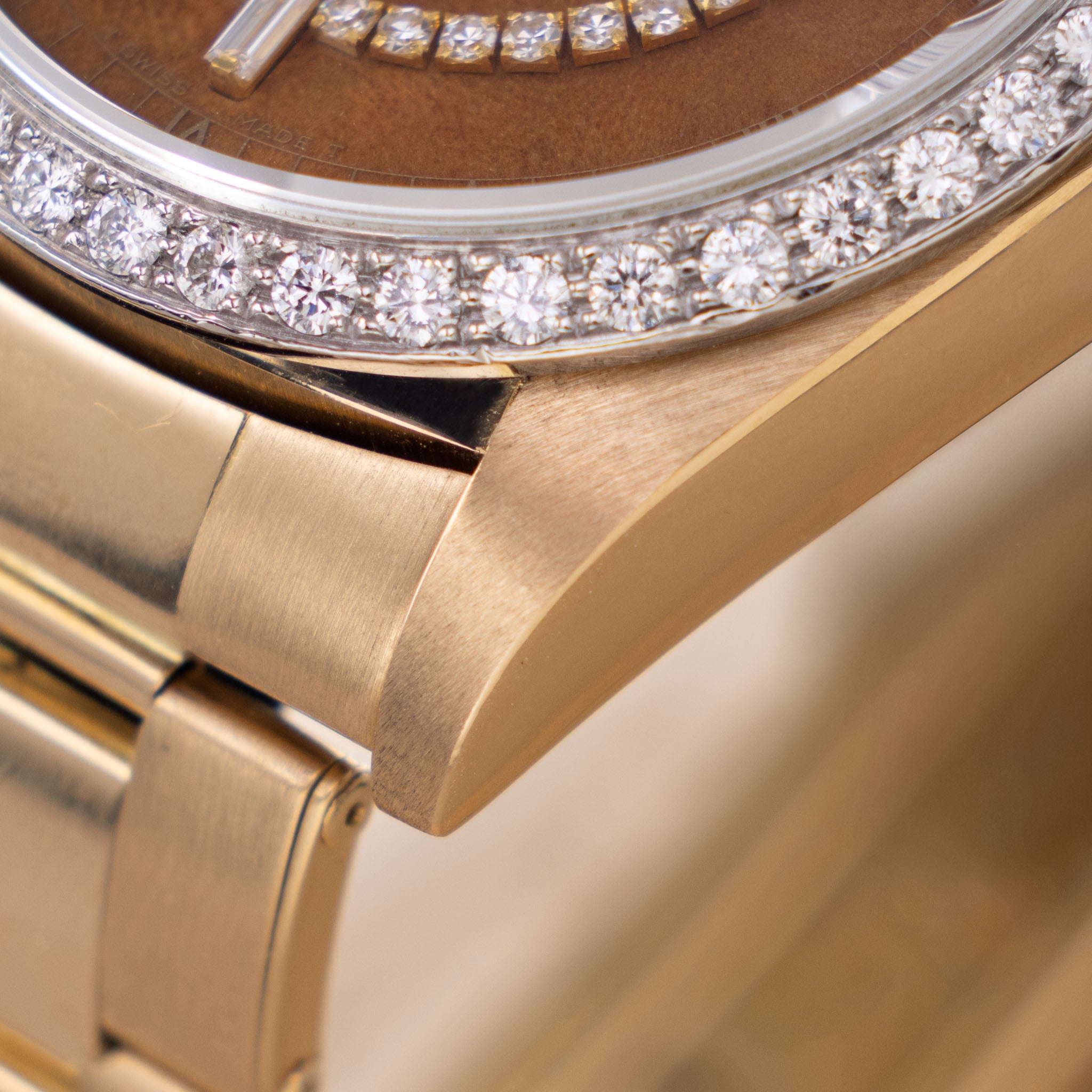 Rolex Day-date Wood Diamond string dial ref 18048 with Original Punched Guarantee Paper