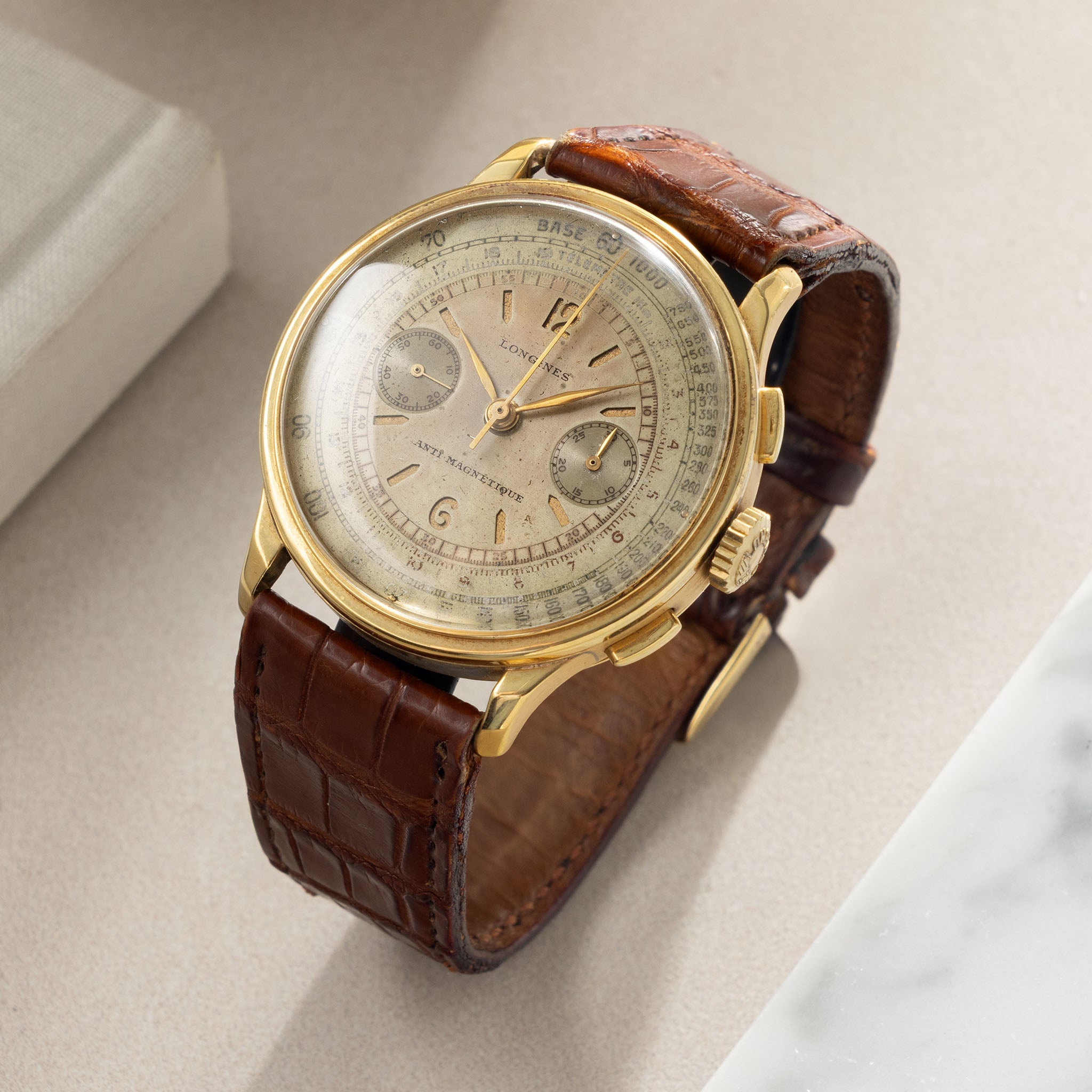 Longines 13ZN Chronograph Sandwich Dial in 18k Yellow Gold 