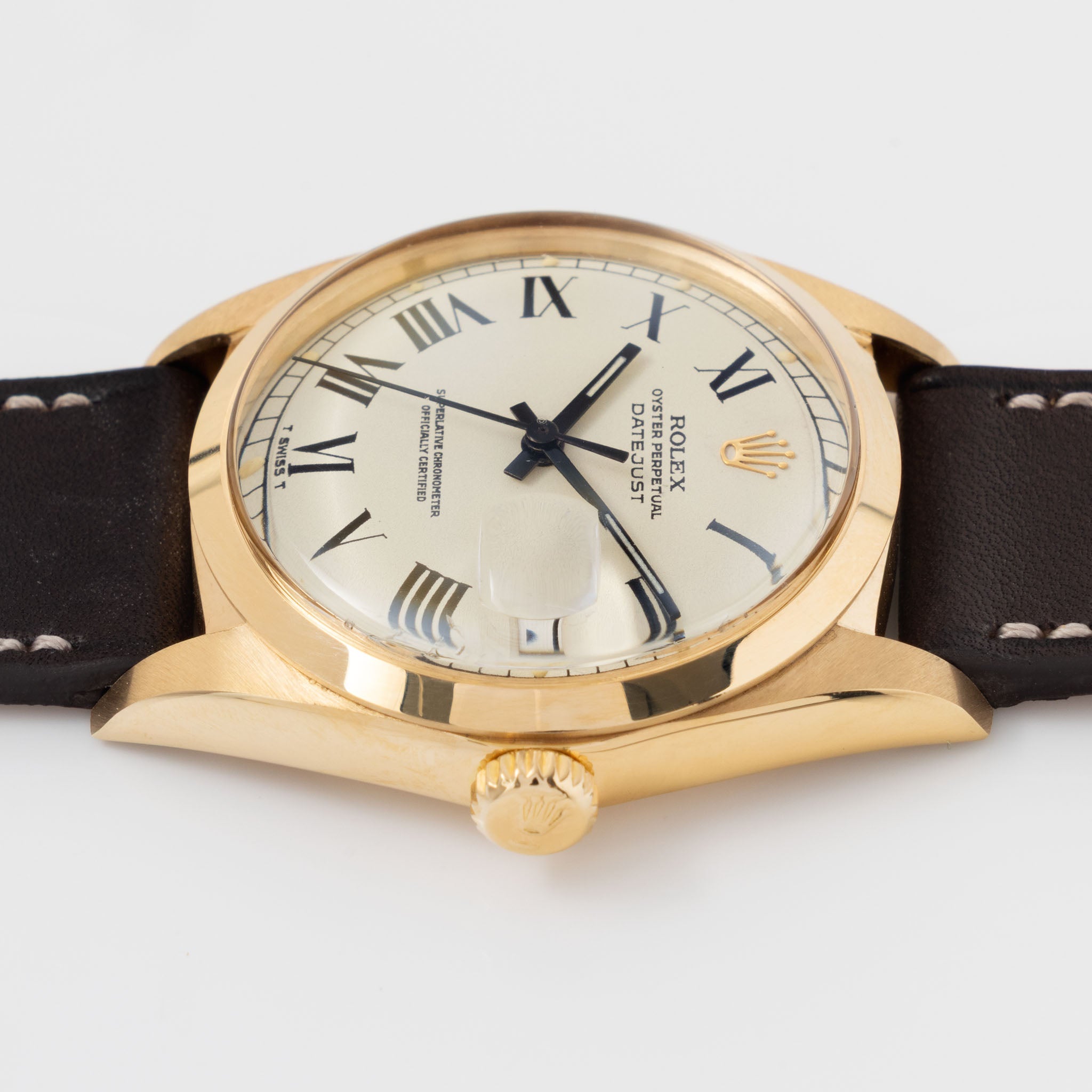 Rolex Datejust 1600/8 Cream Buckley Dial in 18k Yellow Gold