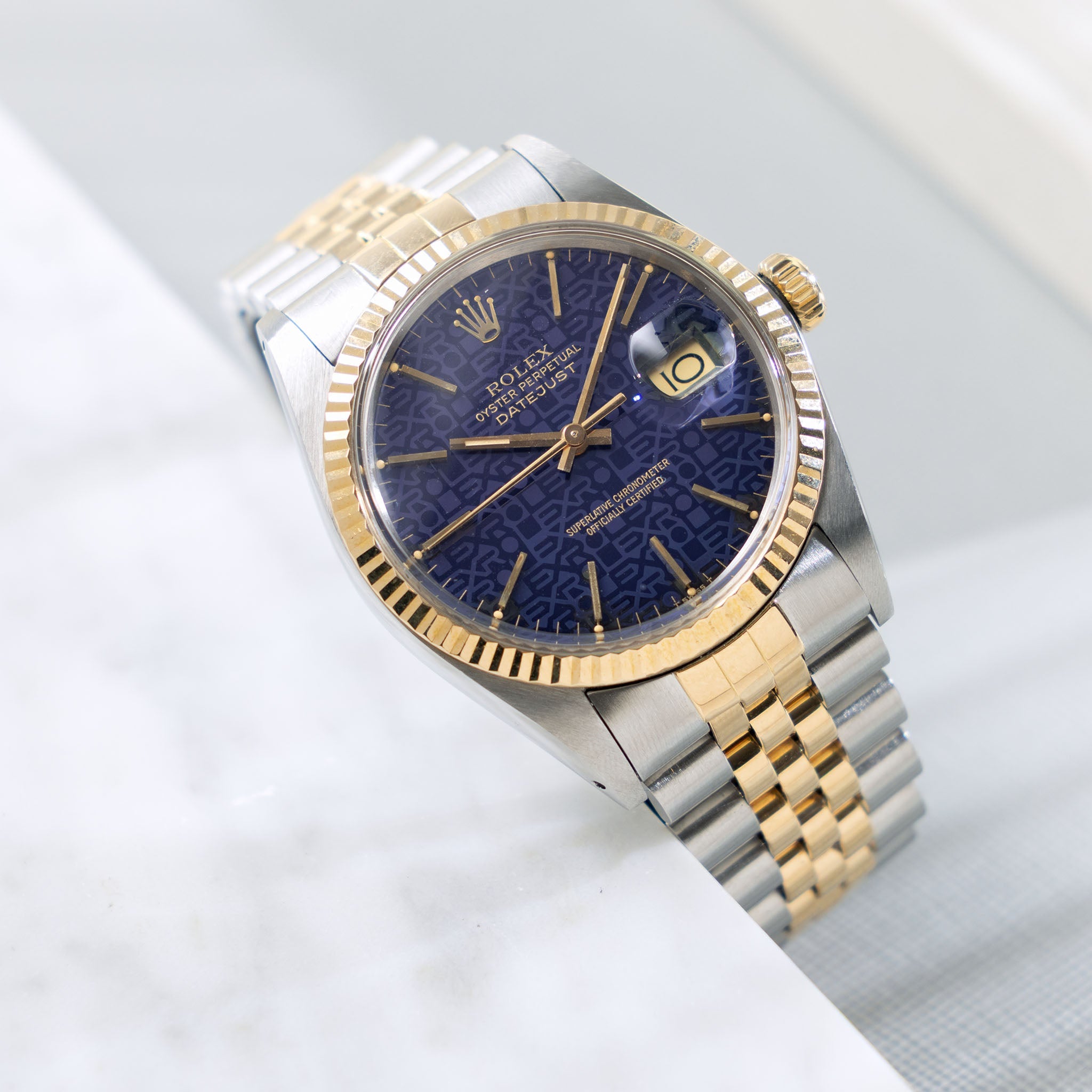 Rolex Datejust 16013 Blue Jubilee/Computer Dial in Steel and Gold with Original Box and Papers