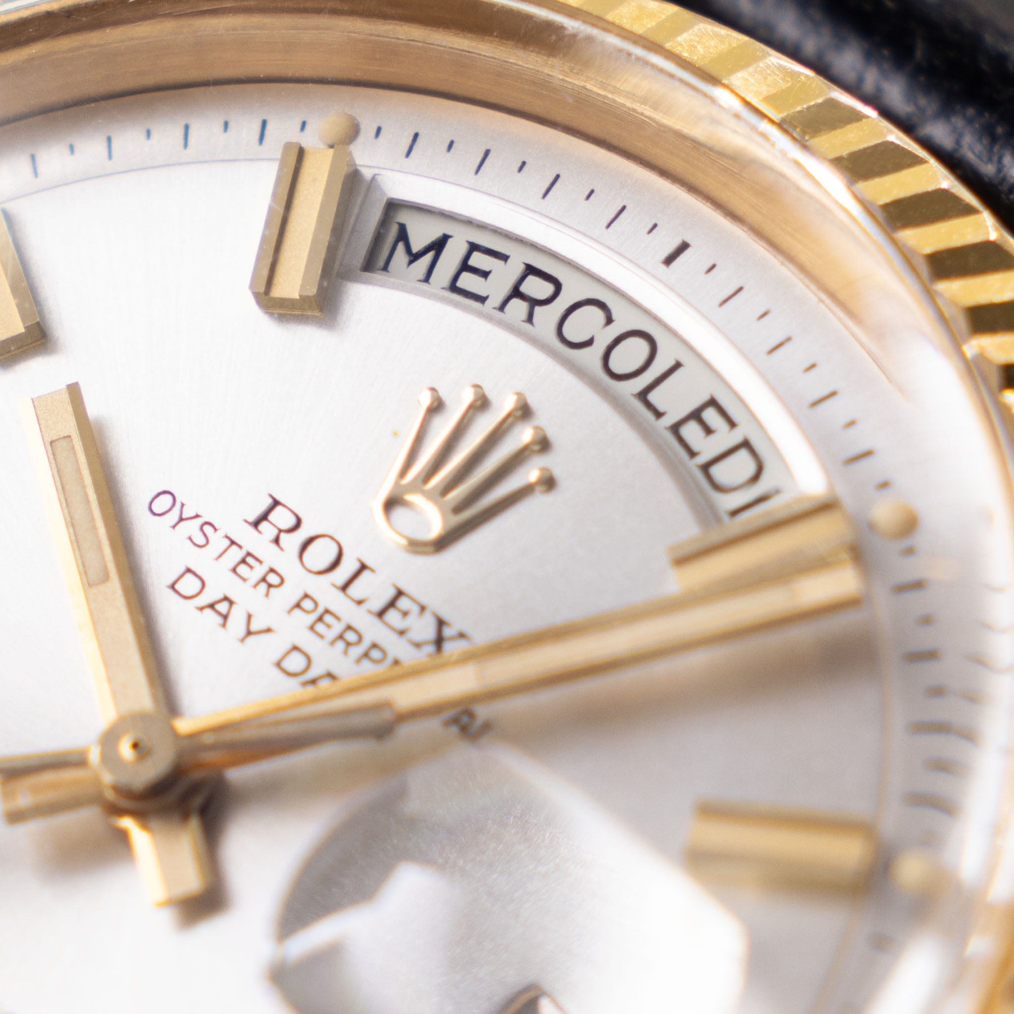 Rolex Day-Date 1803 Silver Wide-Boy Dial 18k Yellow Gold with Punched Guarantee Paper