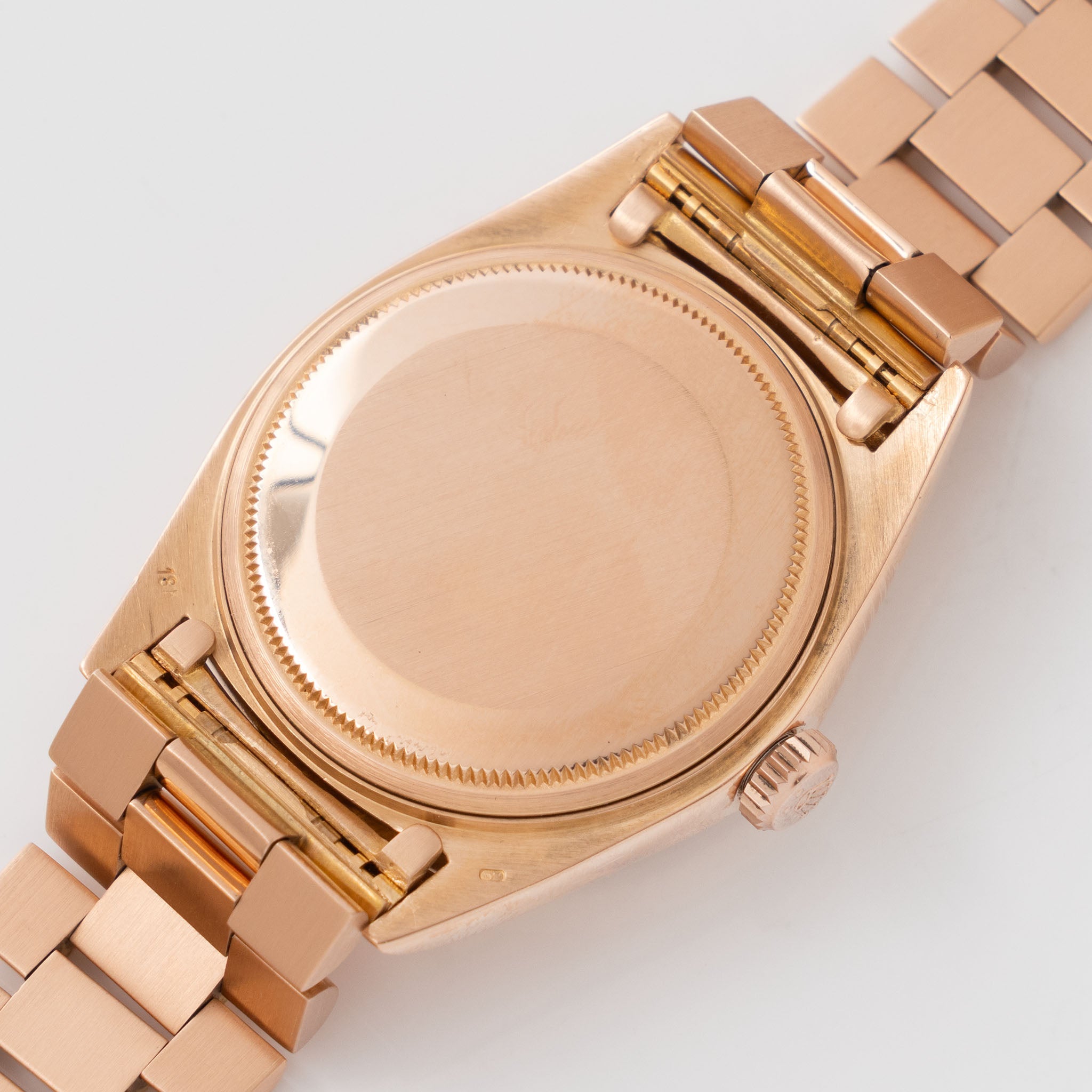 Rolex Day-Date 1803 in 18k Rose Gold Pink-on-Pink Gay Frères Bracelet Portuguese Disc