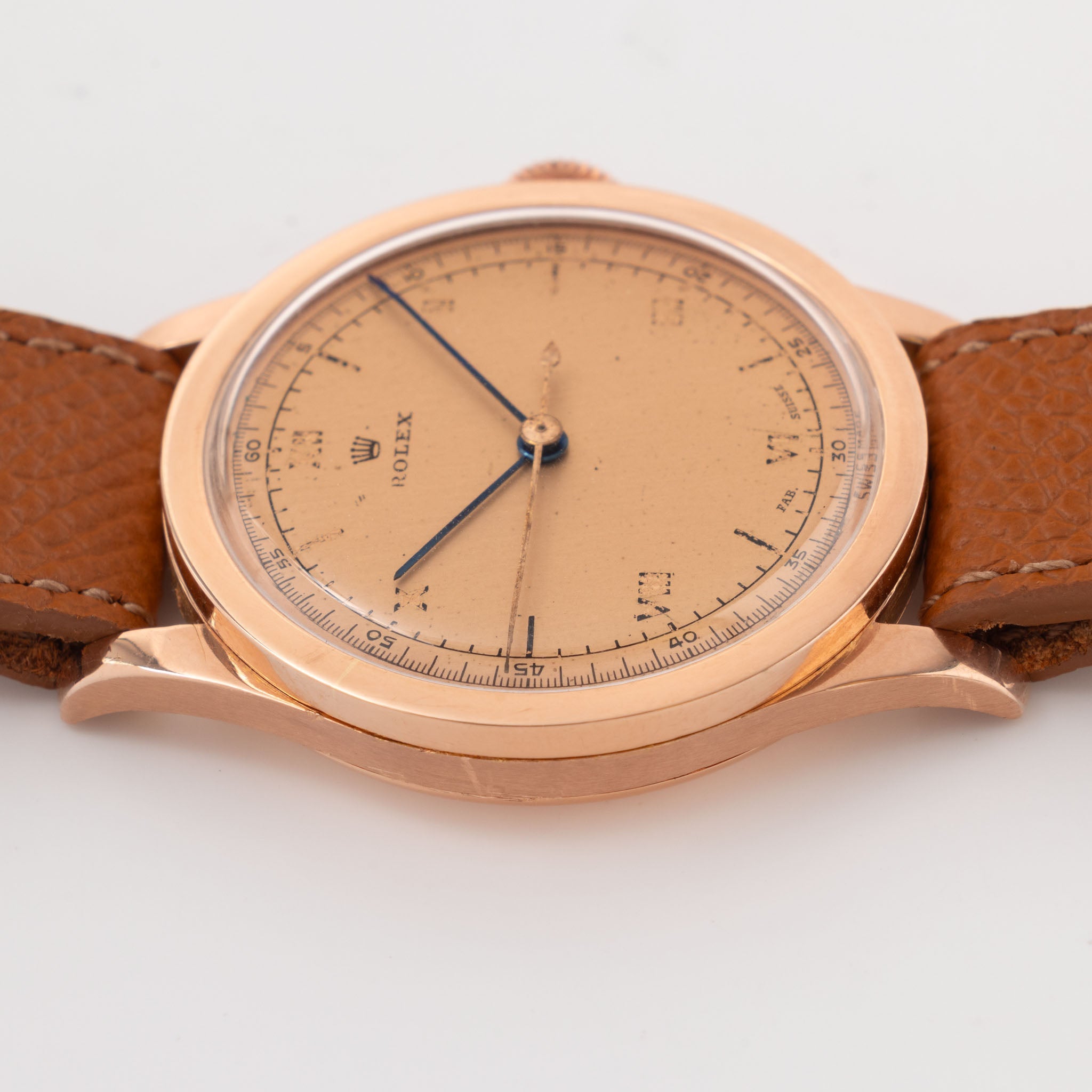 Rolex French Case Calatrava Dress Watch Gold Dial in 18k Rose Gold