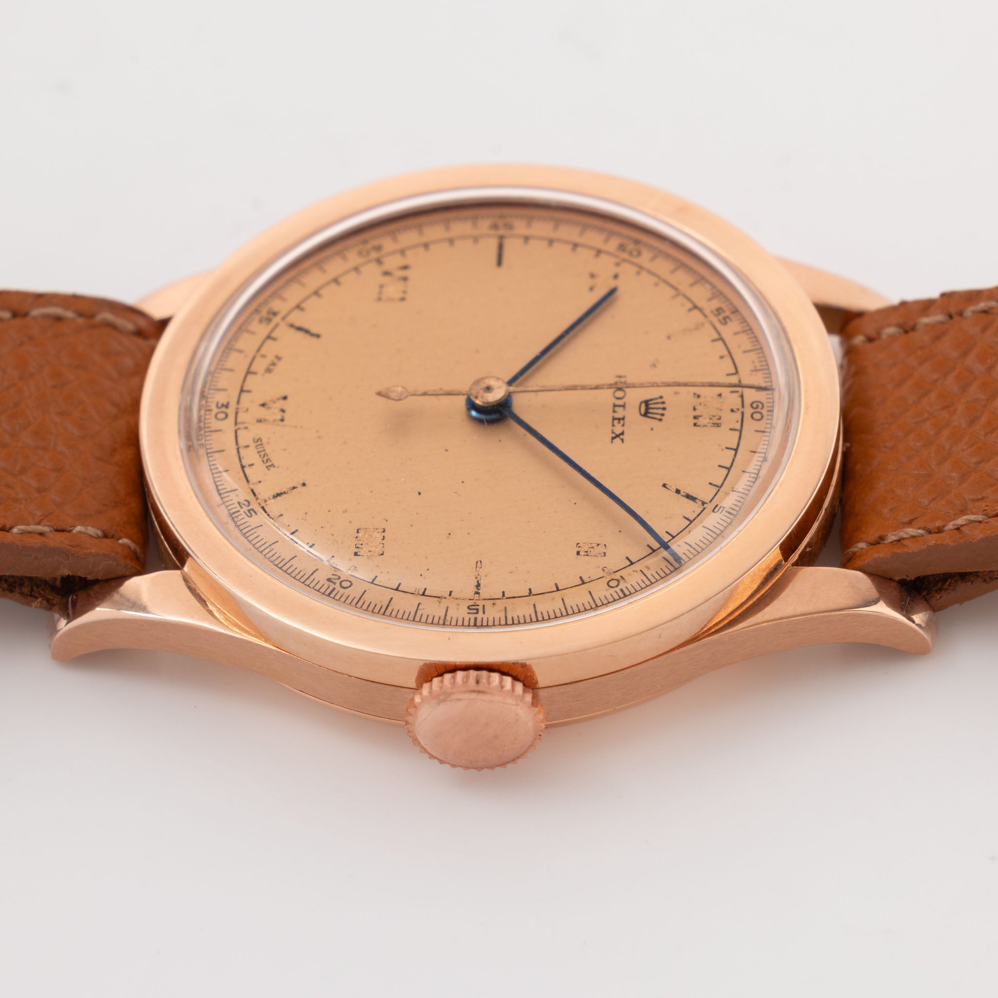 Rolex French Case Calatrava Dress Watch Gold Dial in 18k Rose Gold