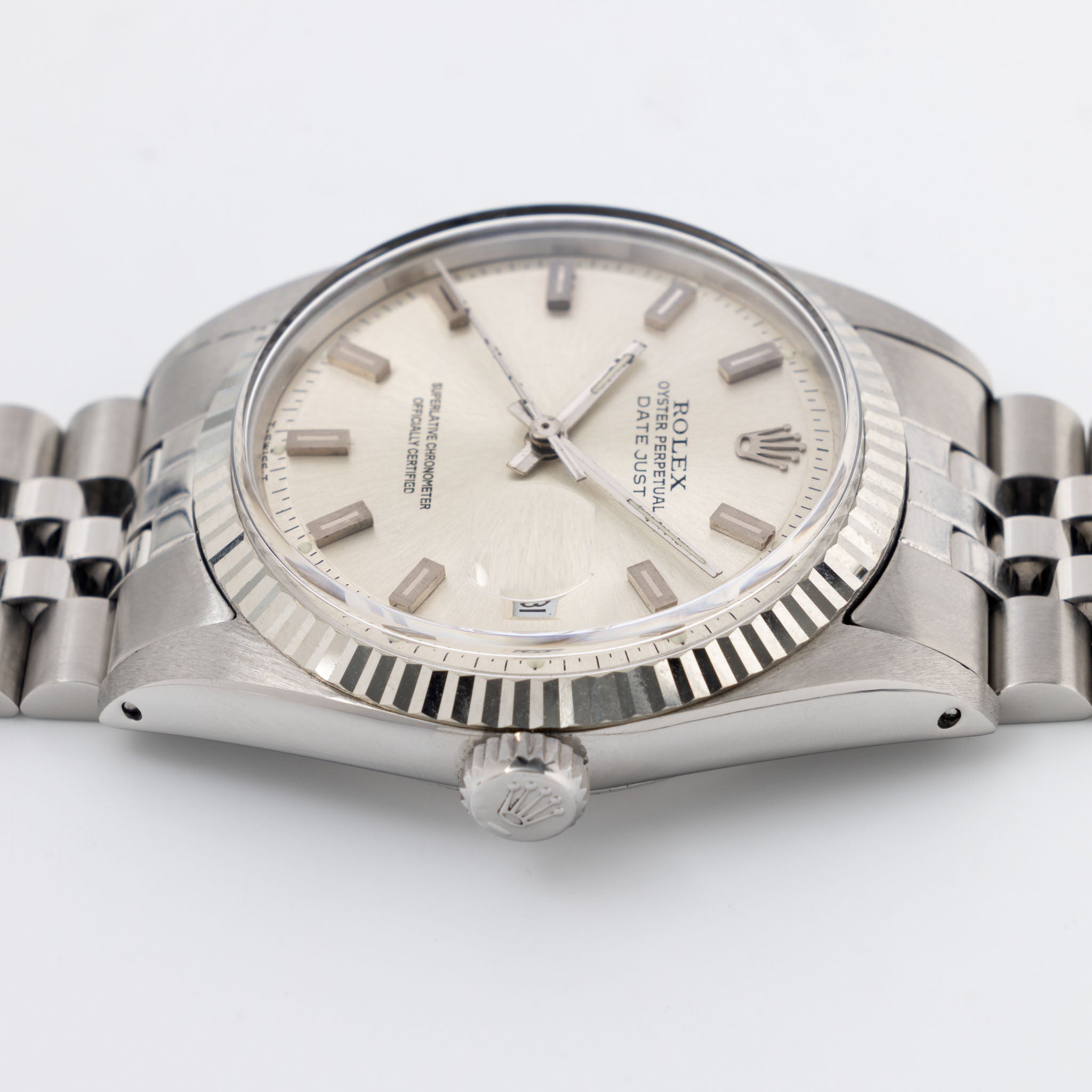 Rolex Datejust 1601 Silver Singer Block Markers Dial
