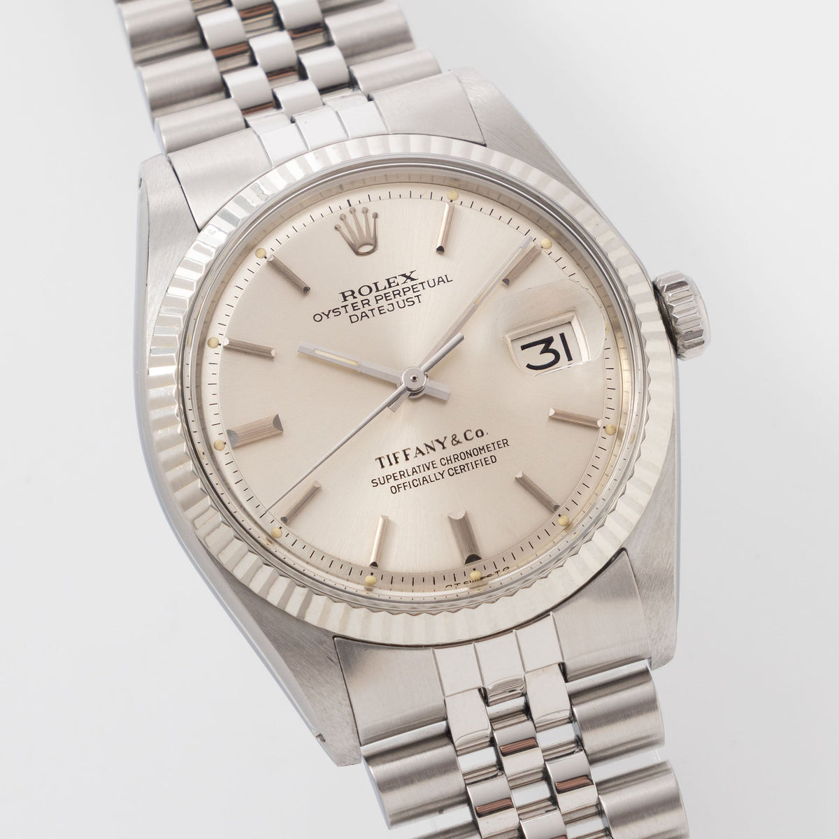 Rolex Datejust 1601 Tiffany & Co signed Silver Sigma Dial