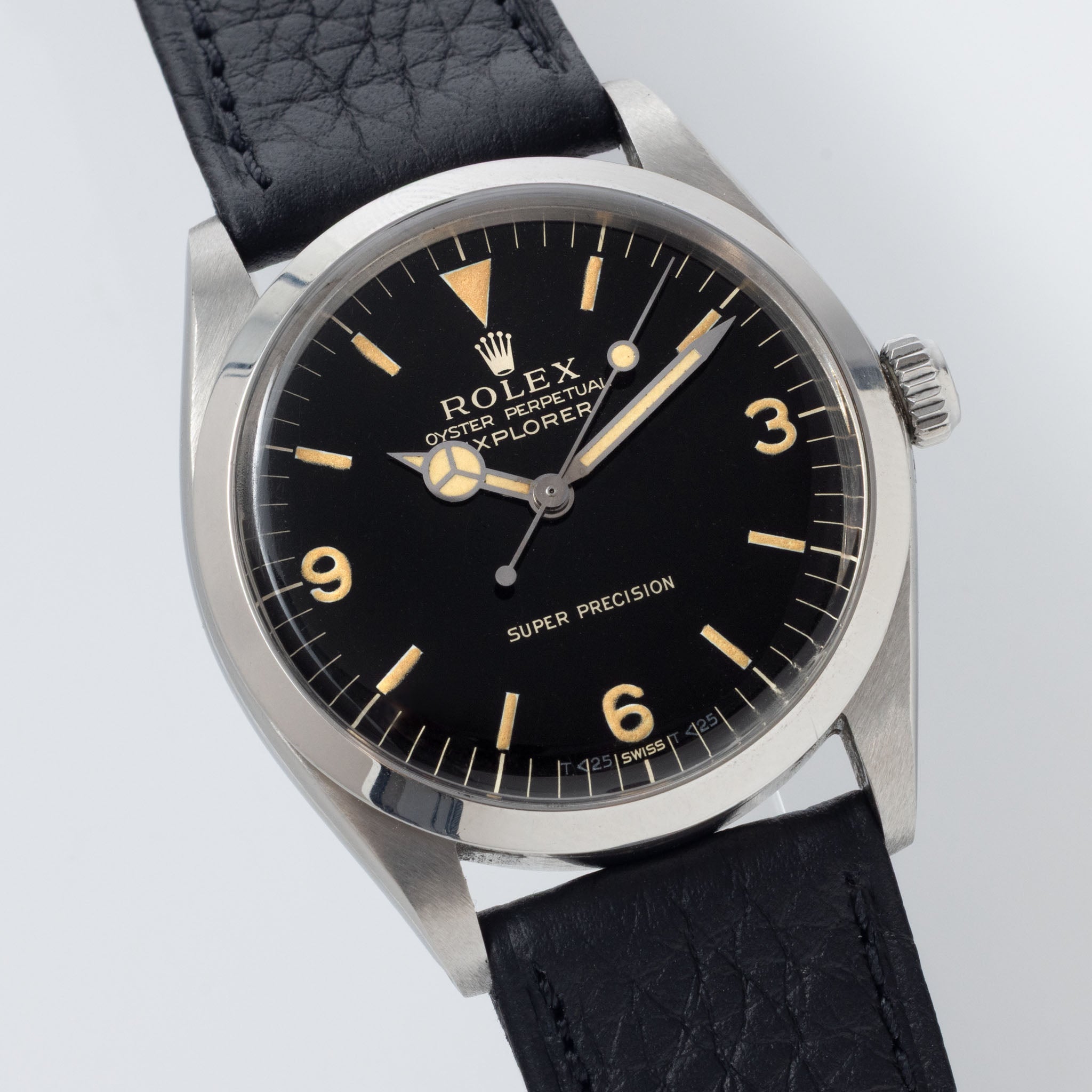 Rolex Explorer Gilt Dial “double T_< 25_” Box and Papers Set ref 5500 