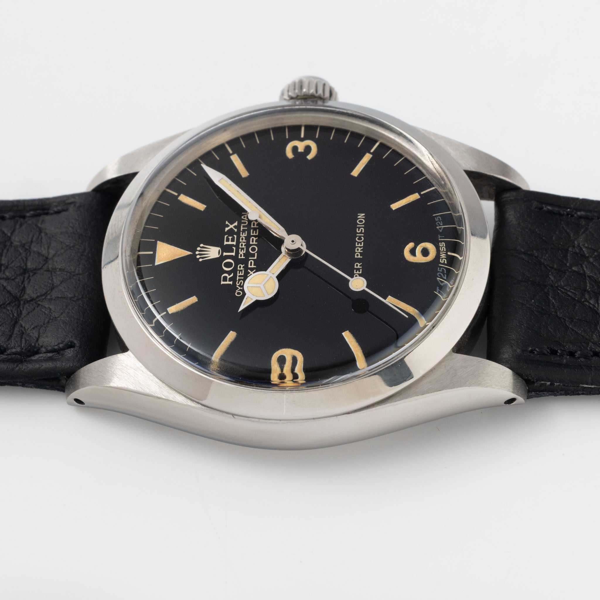 Rolex Explorer Gilt Dial “double T_< 25_” Box and Papers Set ref 5500 