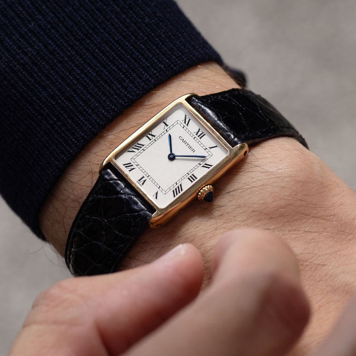 Cartier Tank Arrondie Guiloché Dial ref 896041 Mecanique Extra-Plate