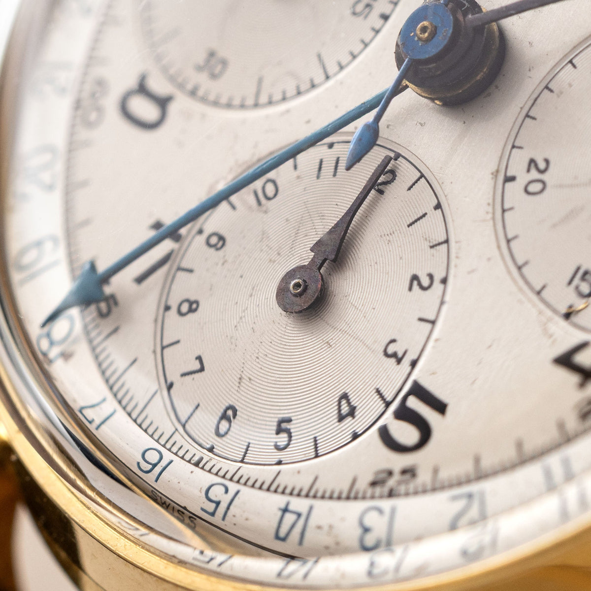 Eterna Triple Date Chronograph – 18k Yellow Gold with Sculptured Lugs and Valjoux 72C