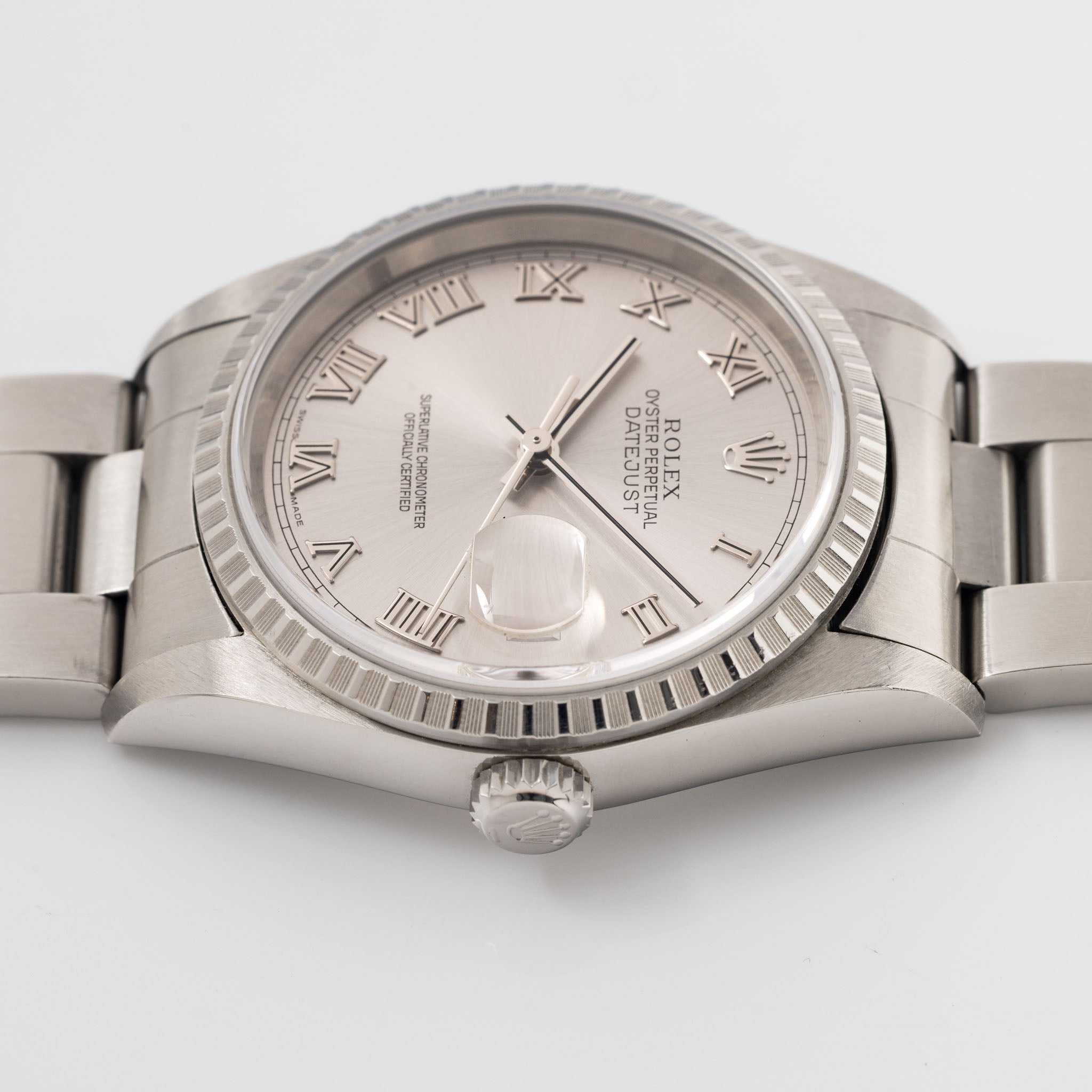 Rolex Datejust 16220 Silver Roman Dial with Original Papers